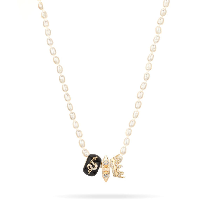 Chunky Seed Pearl Initial Necklace - Adina Reyter