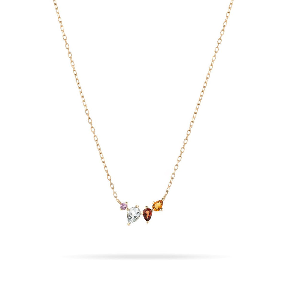 Crown Jewels Gemstone Curve Necklace