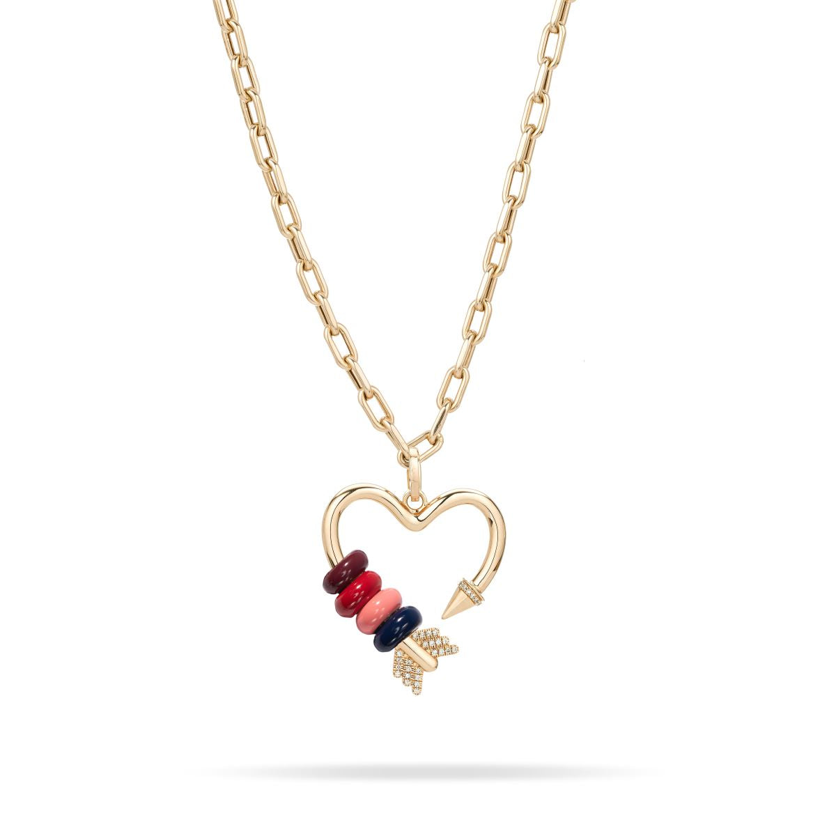 Marlien Big Bead Arrow Heart Chain Necklace (Choose Your Colors)