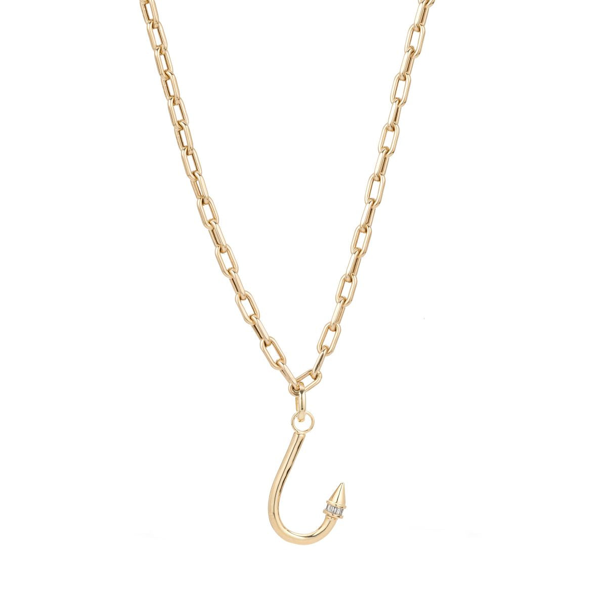 Baguette Diamond Fish Hook Charm