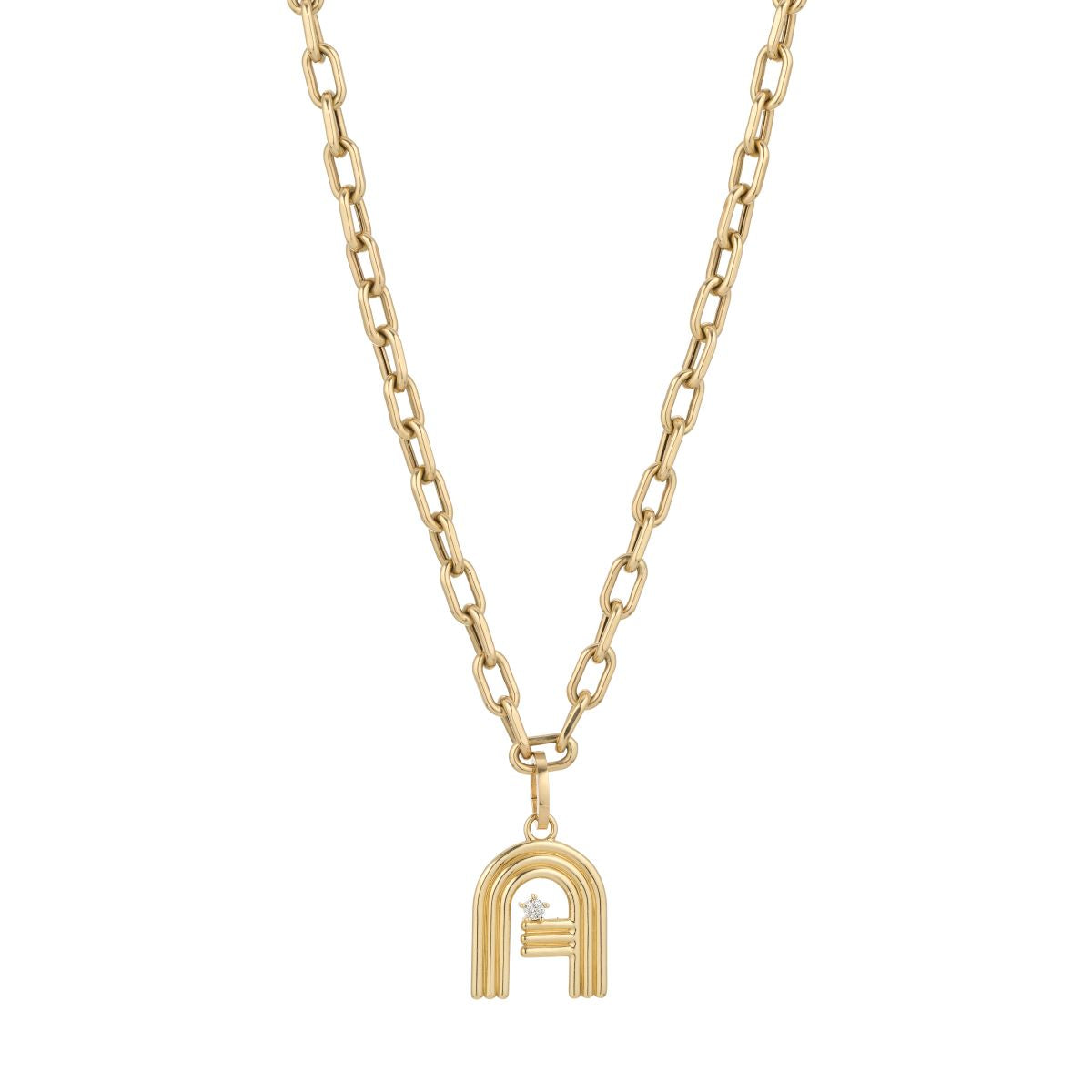 4mm Groovy Italian Chain Initial Necklace