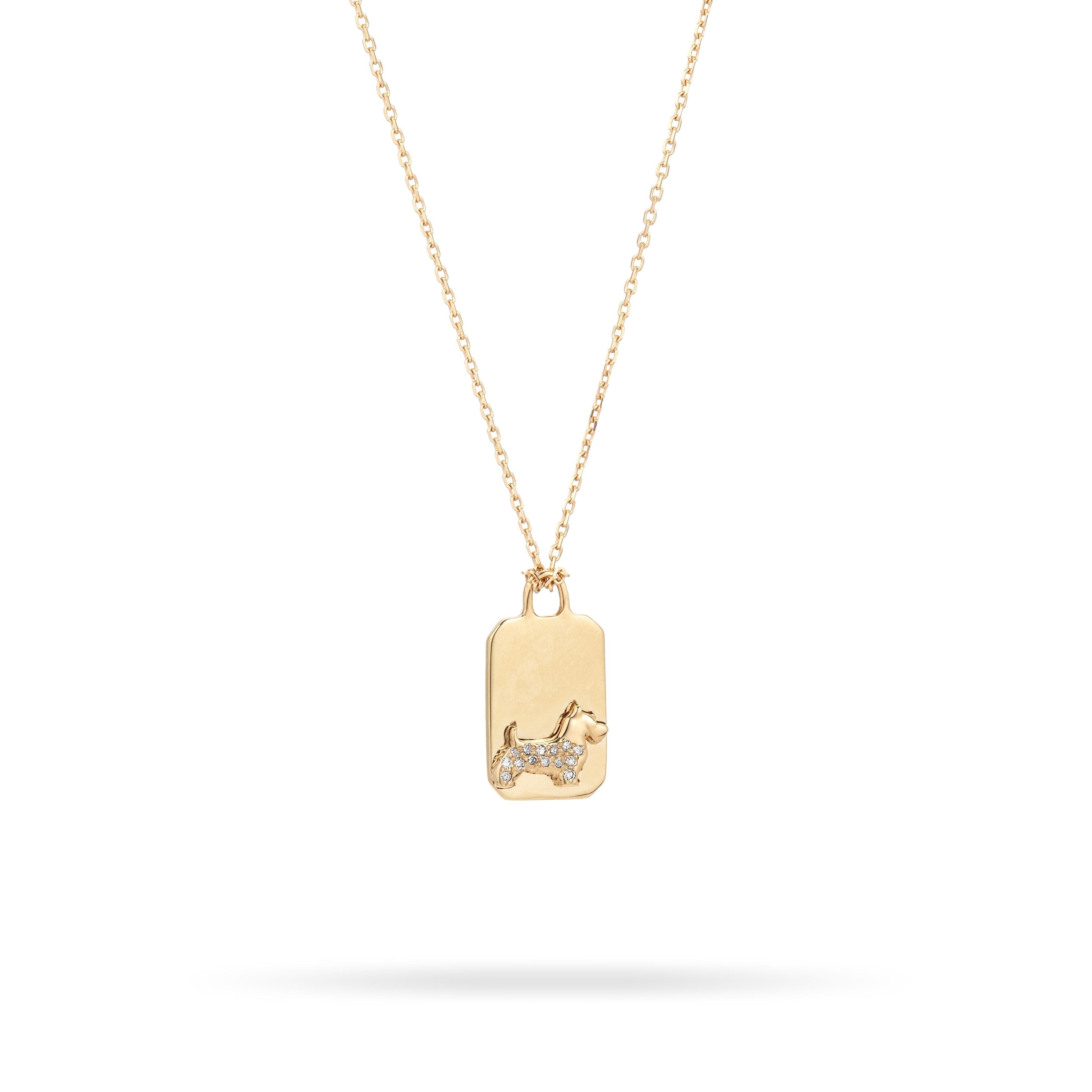 Pavé Diamond Scottish Terrier Necklace