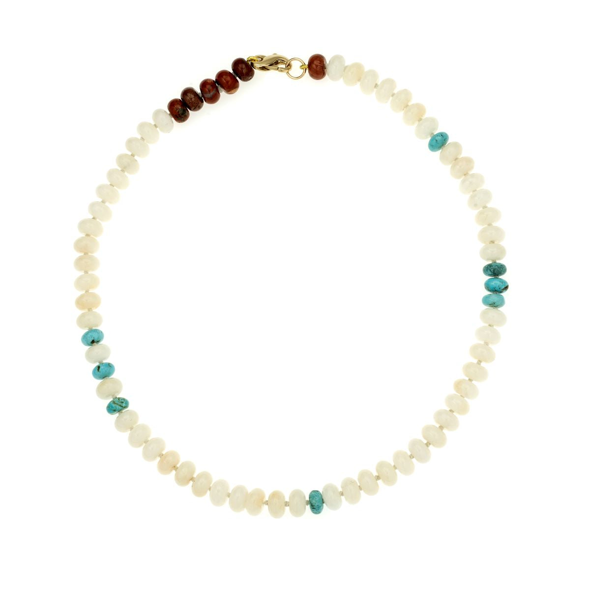 Ivory Jade and Turquoise Gemstone Necklace