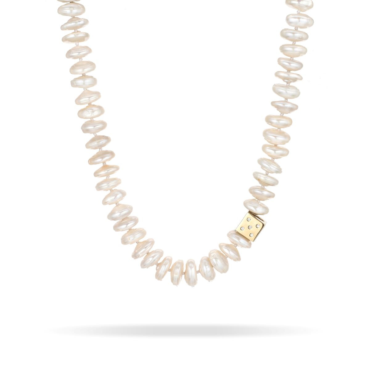 Pearl Coin Diamond Dice Big Bead Necklace
