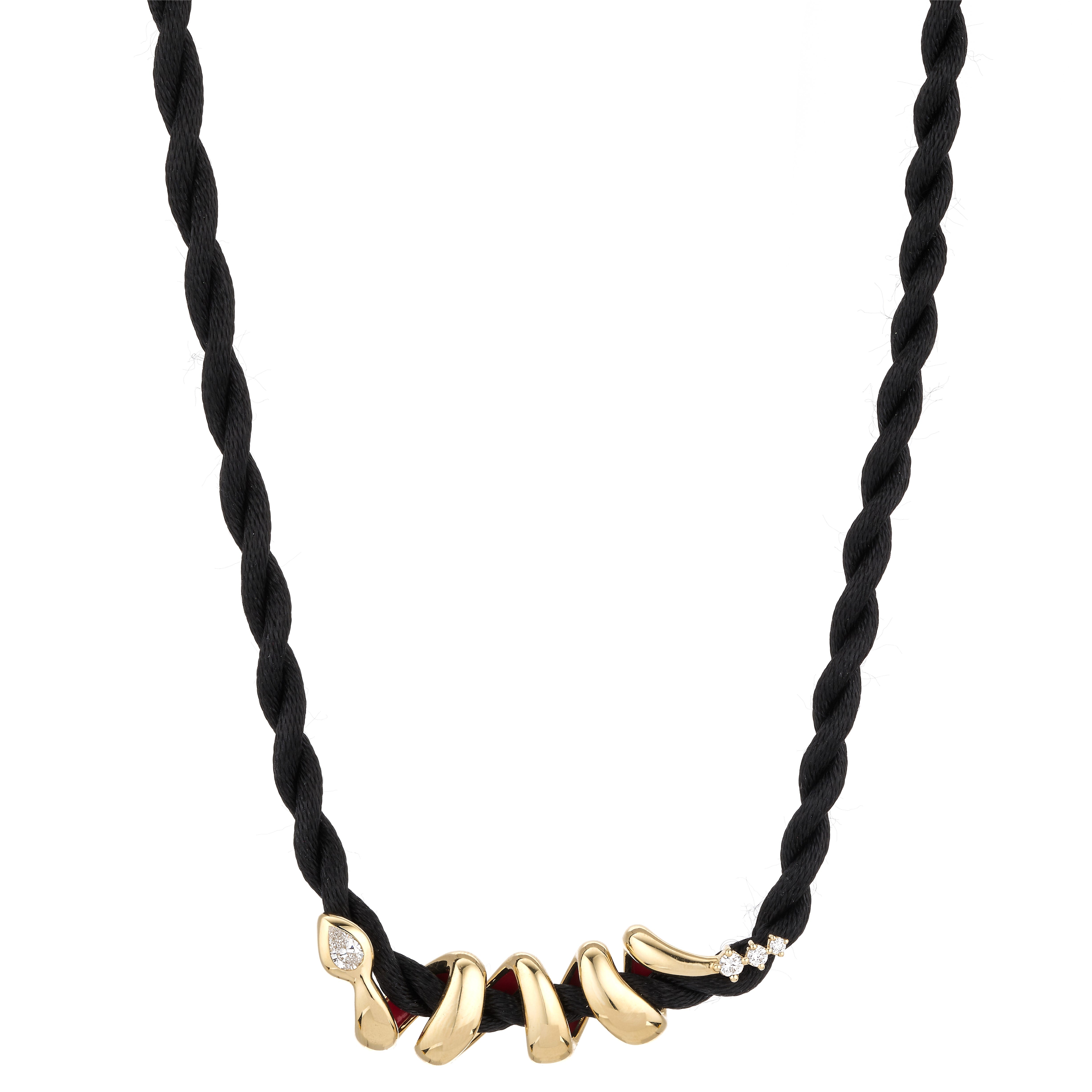 Year of the Snake XL Diamond Wrap Big Bead Cord Necklace  - Lab Grown