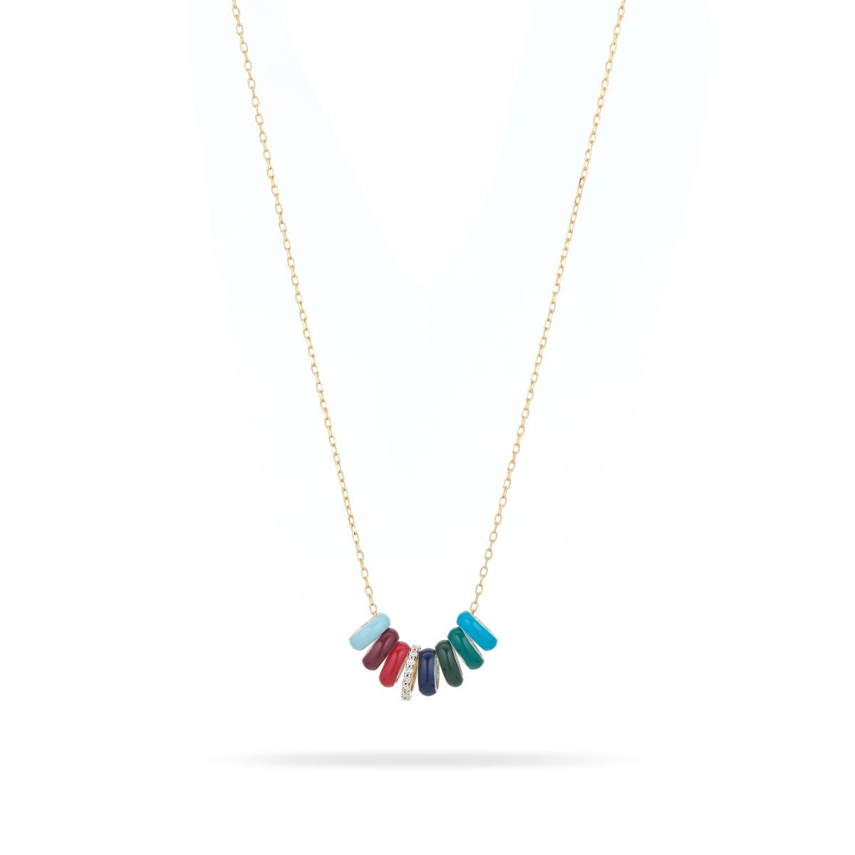 Mini Bead Diamond + Enamel Festive Necklace