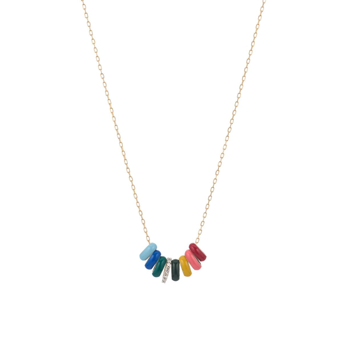 Mini Bead Diamond + Enamel Valentine's Necklace