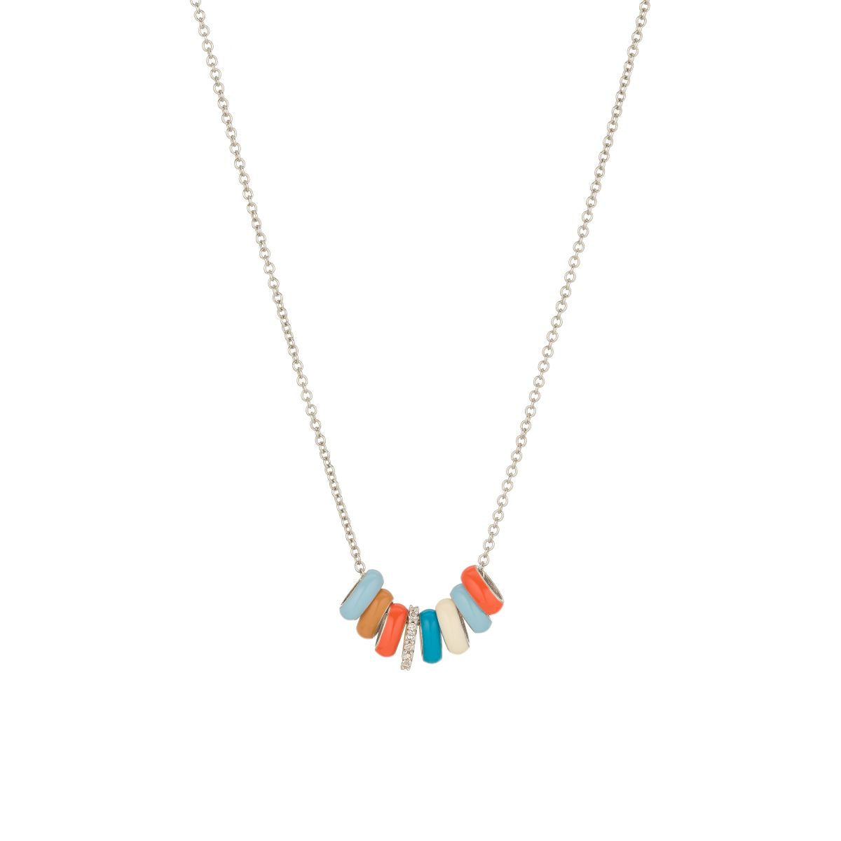 Poolside Diamond + Enamel Mini Bead Necklace