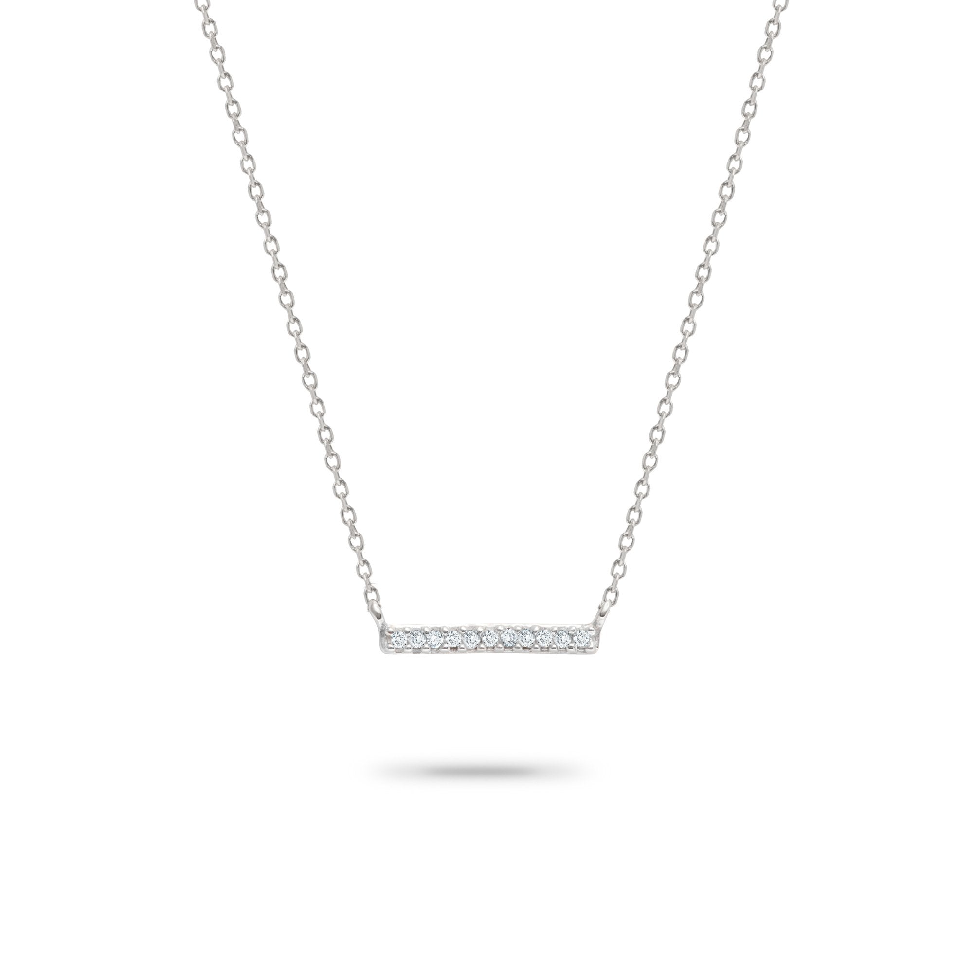 Pavé Bar Necklace in Sterling Silver
