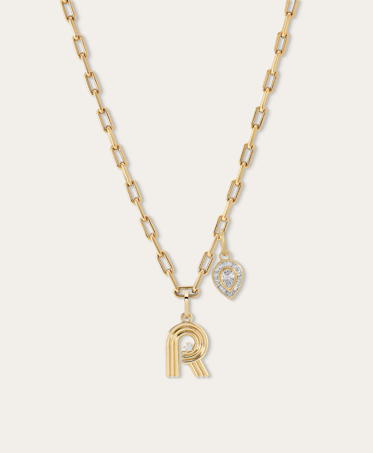 Name Drop Deco Diamond Initial Charm Necklace