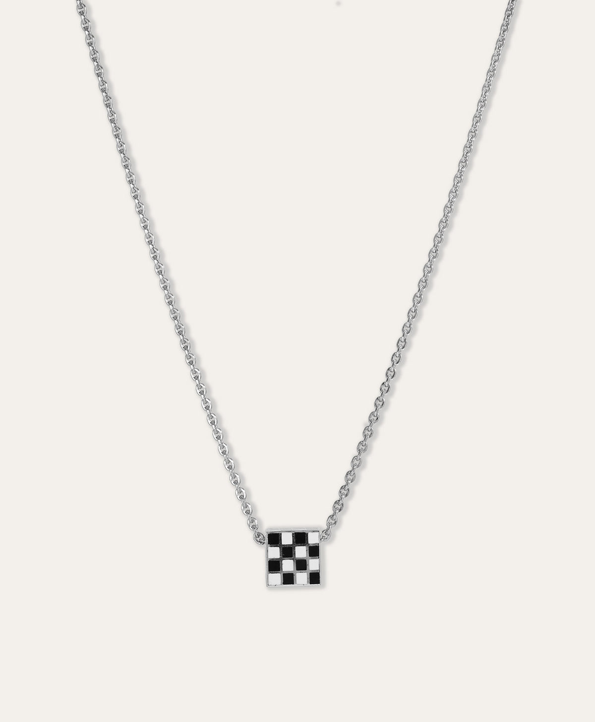 One of a Kind Black + White Ceramic Checkers Big Bead Rolo Necklace