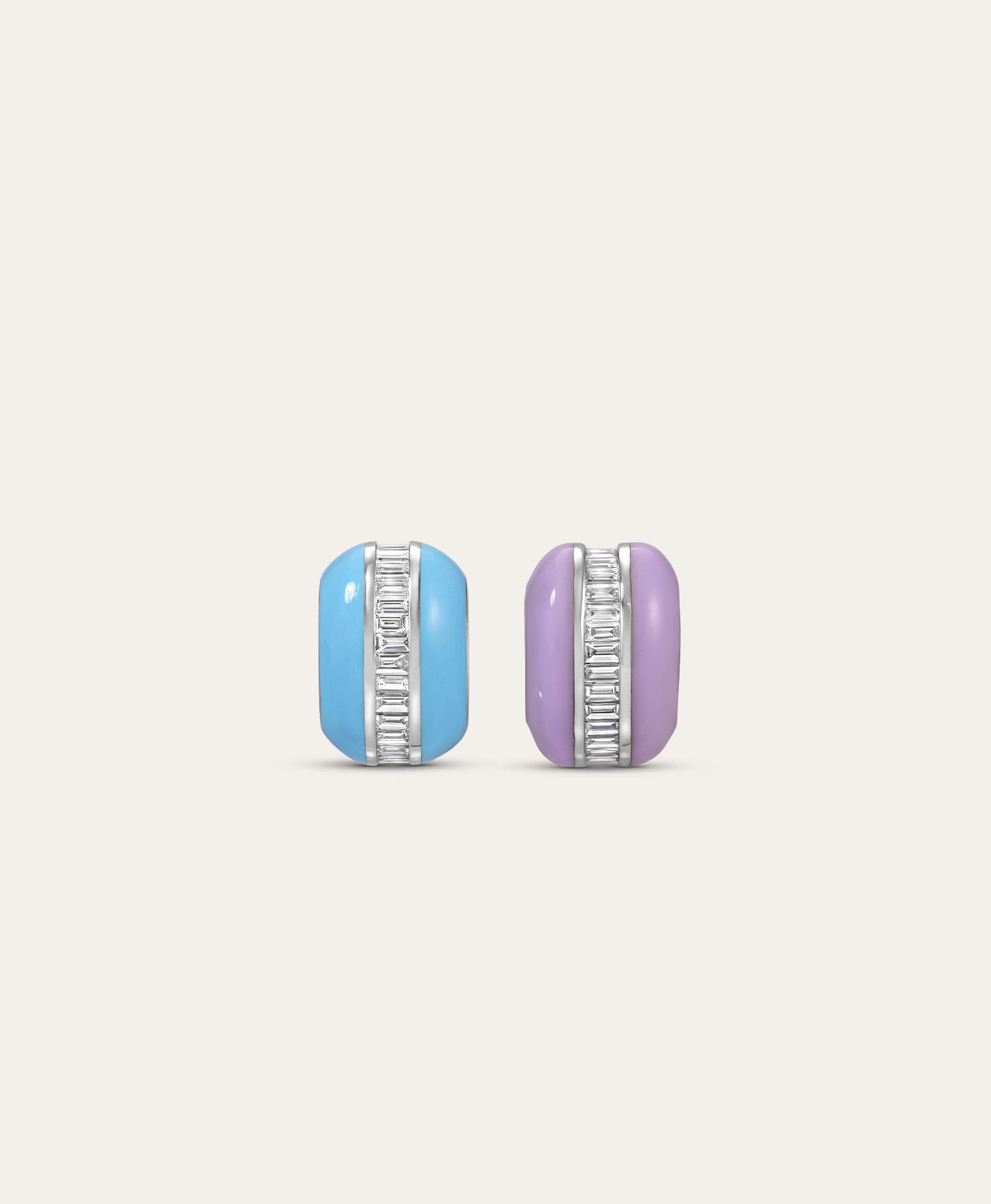 One of a Kind Channel-Set Baguette Diamond and Enamel Big Bead Pack