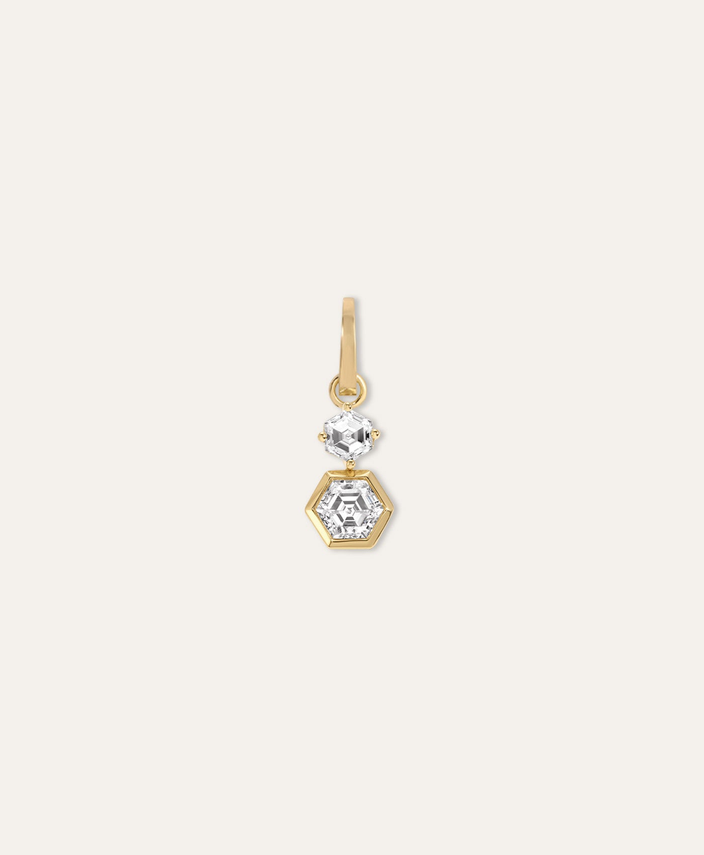 One of a Kind Diamond Hexagon Drop Hinged Charm