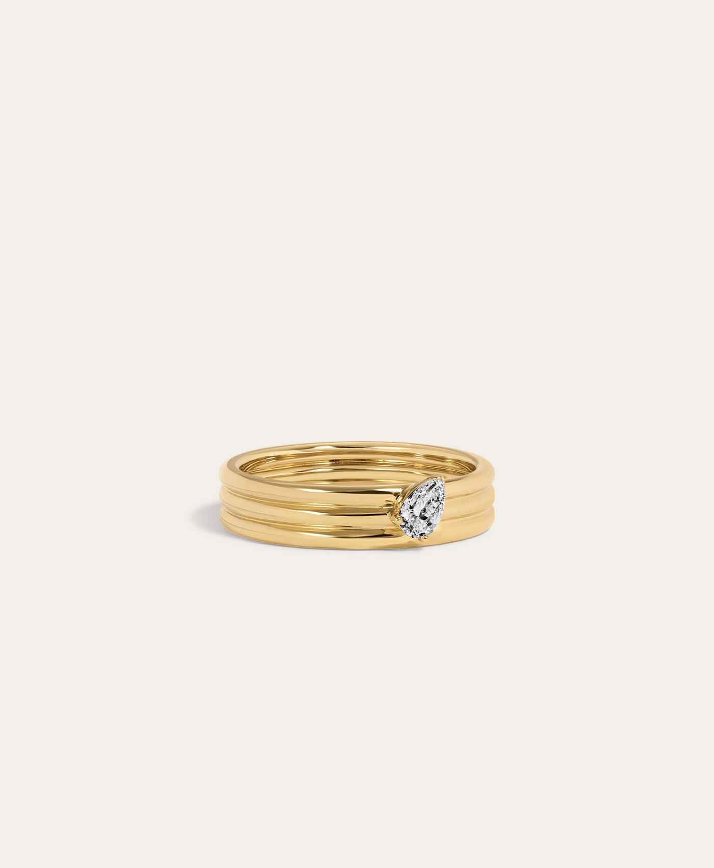 One Of A Kind Groovy Diamond Pear Diamond Ring - 0.16 CT