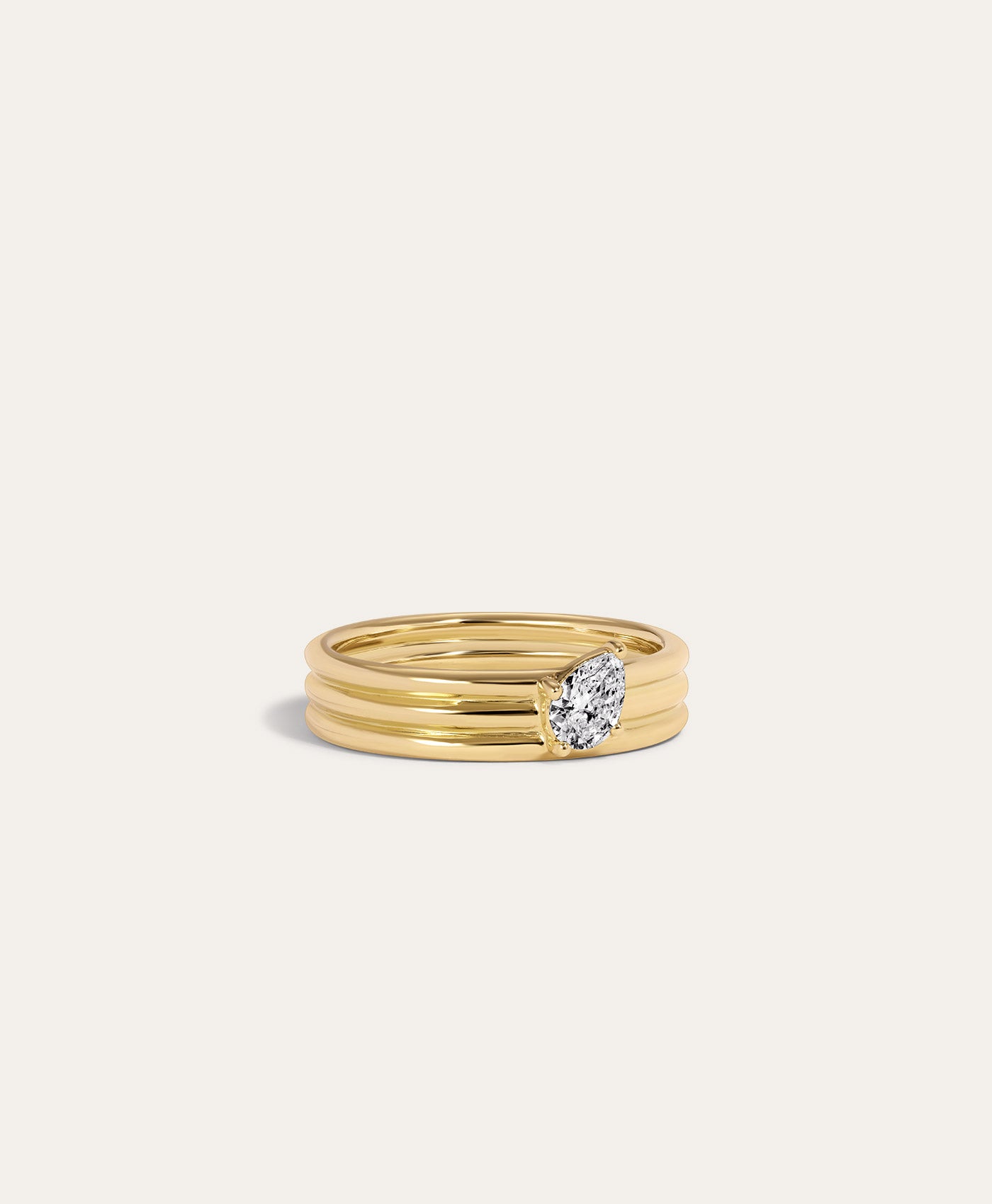 One Of A Kind Groovy Diamond Pear Diamond Ring, Size 6 - 0.25 CT