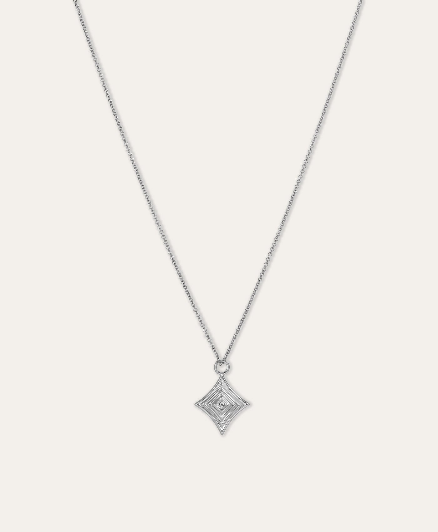 One of a Kind Groovy Geometric Diamond Lozenge Charm Necklace