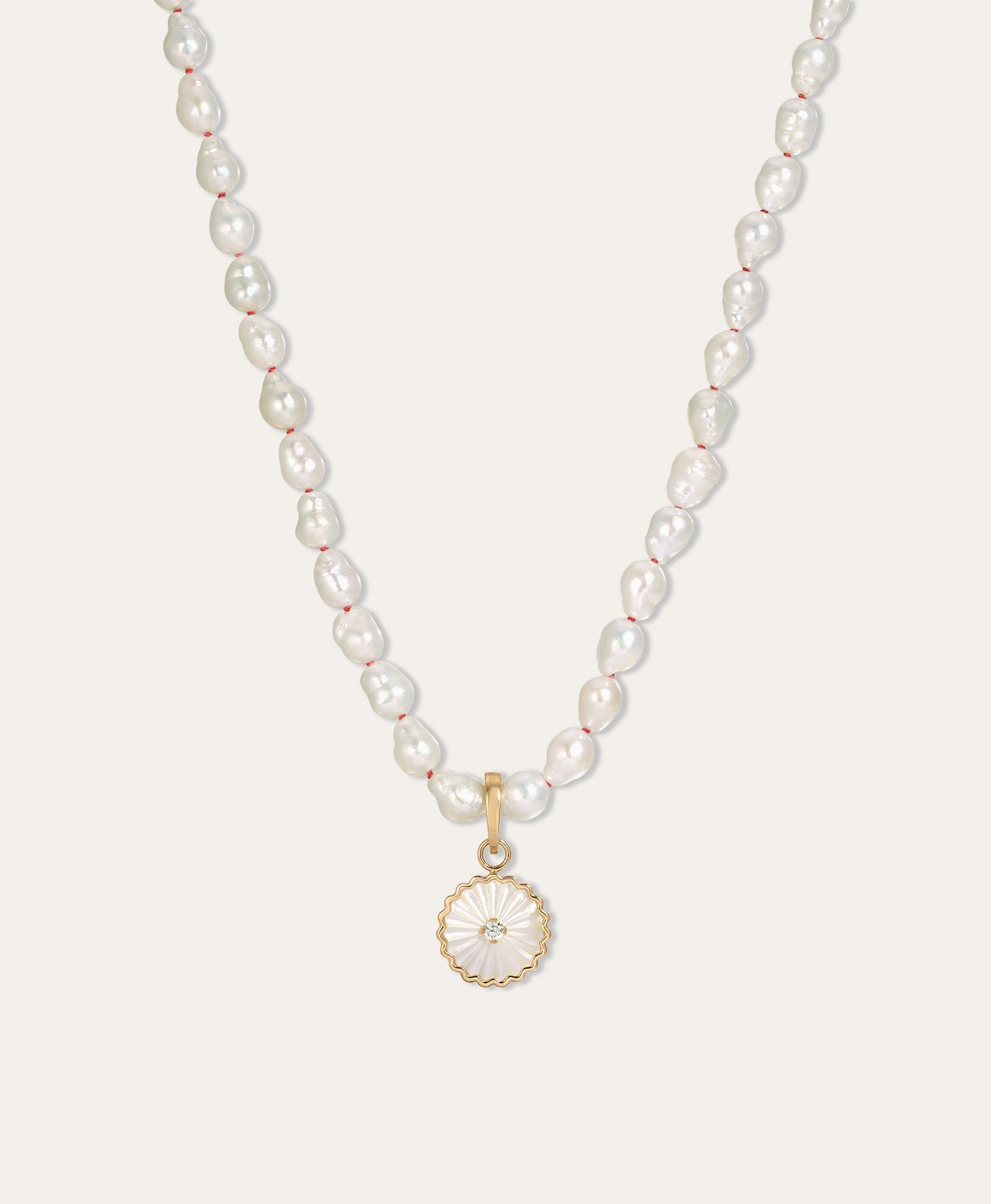 One of a Kind Groovy Mother Of Pearl + Diamond Teardrop Pearl Necklace