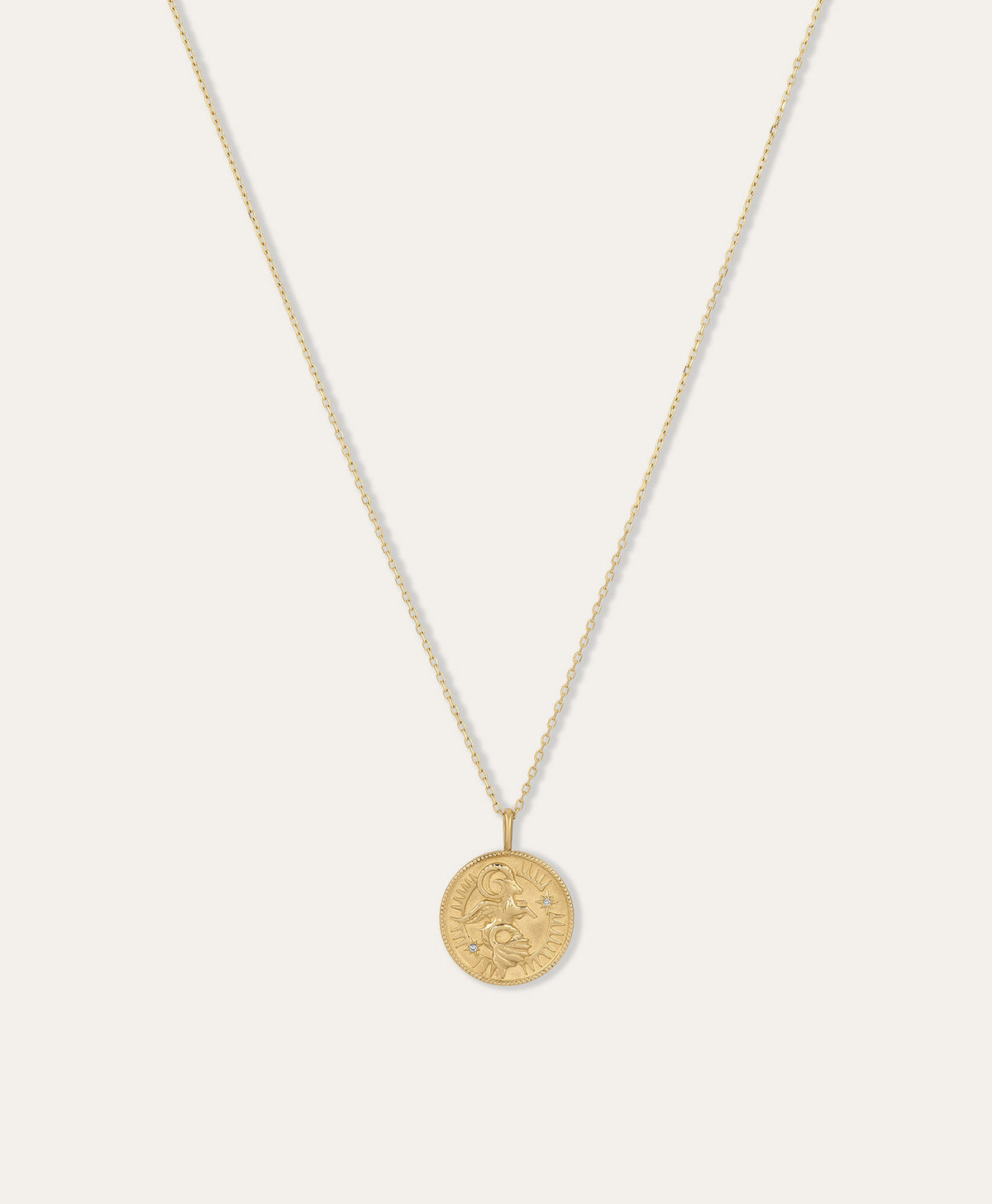 One of a Kind Medallion Diamond Zodiac Necklace - Capricorn