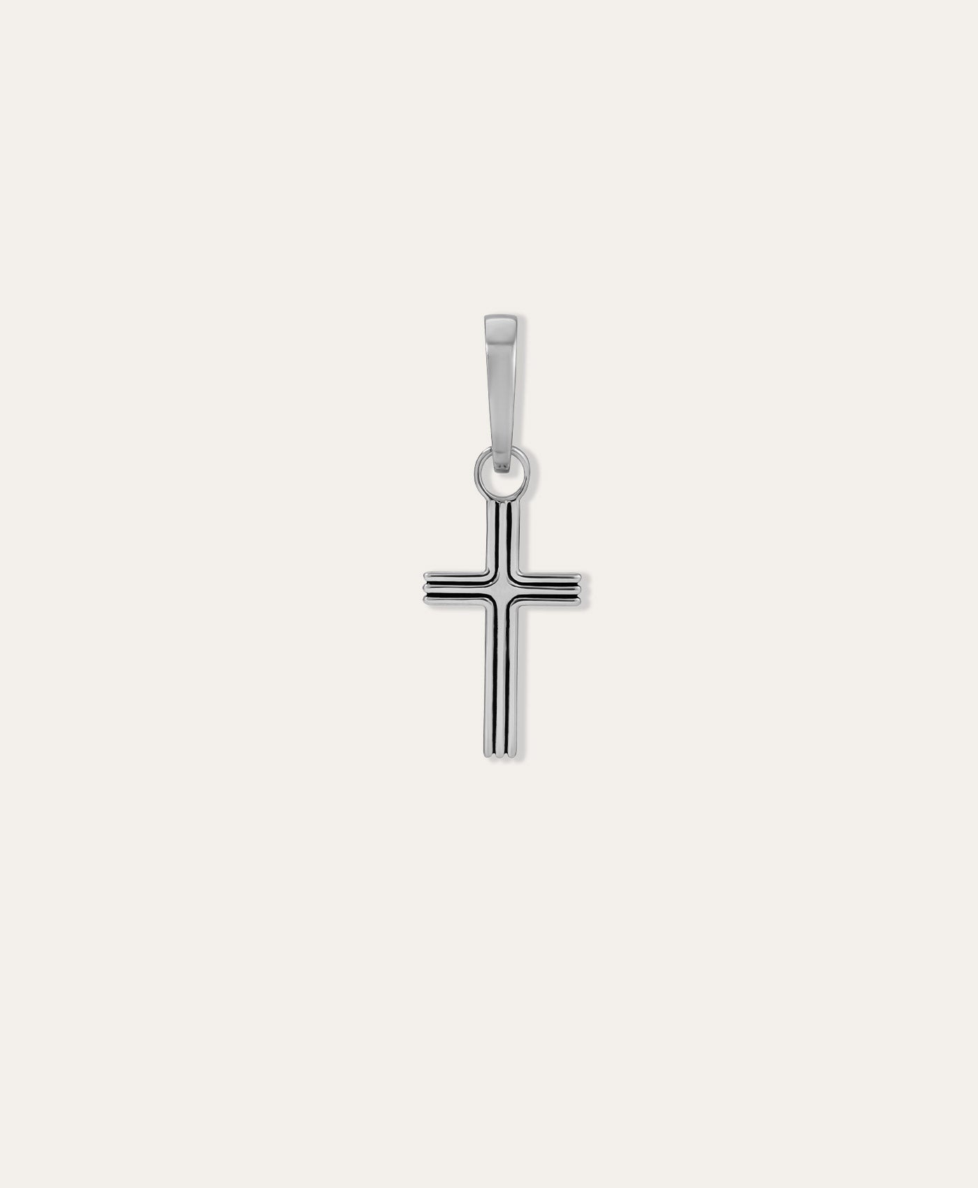 One of a Kind Mens Groovy Center Detail Cross Hinged Charm