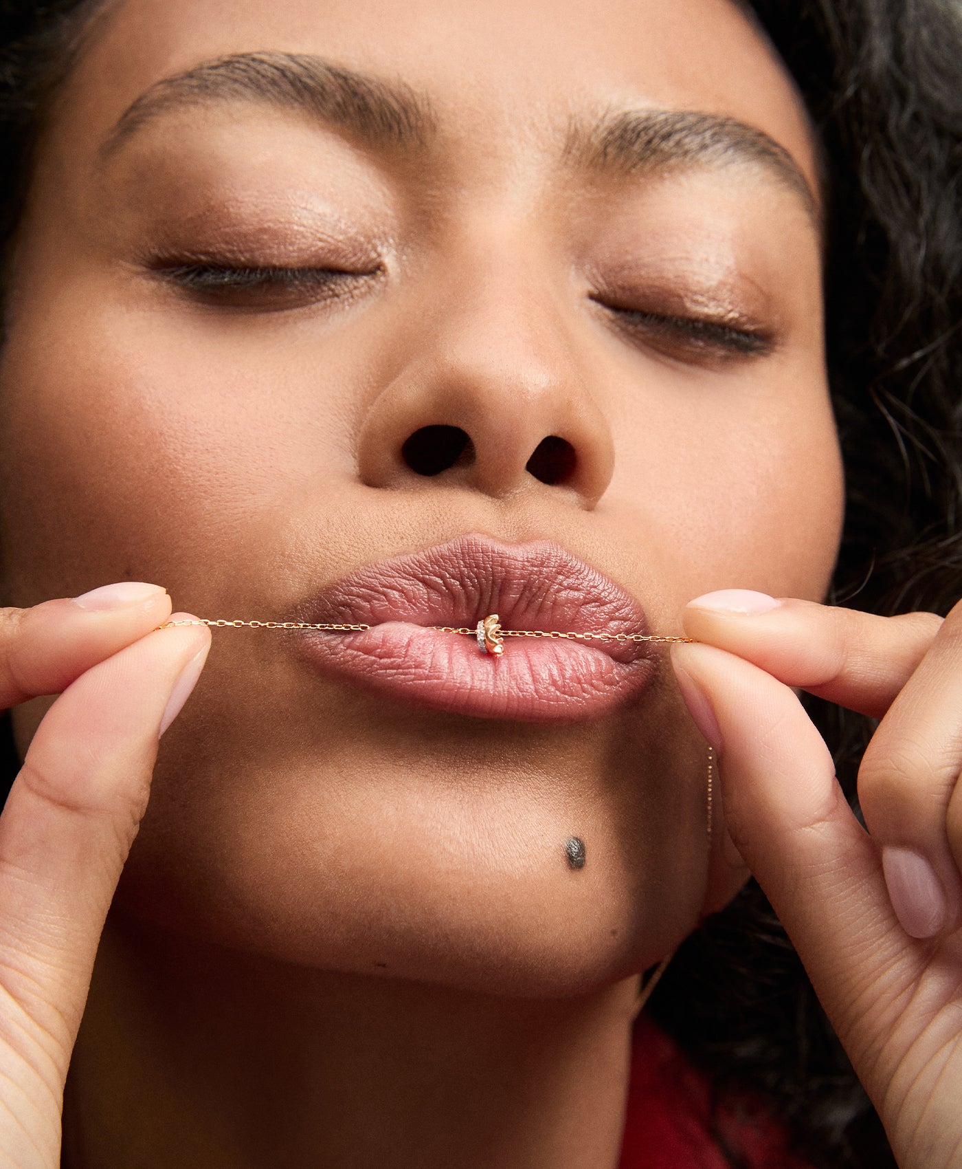 Pavé Crown Mini Bead Necklace on Saturn Chain