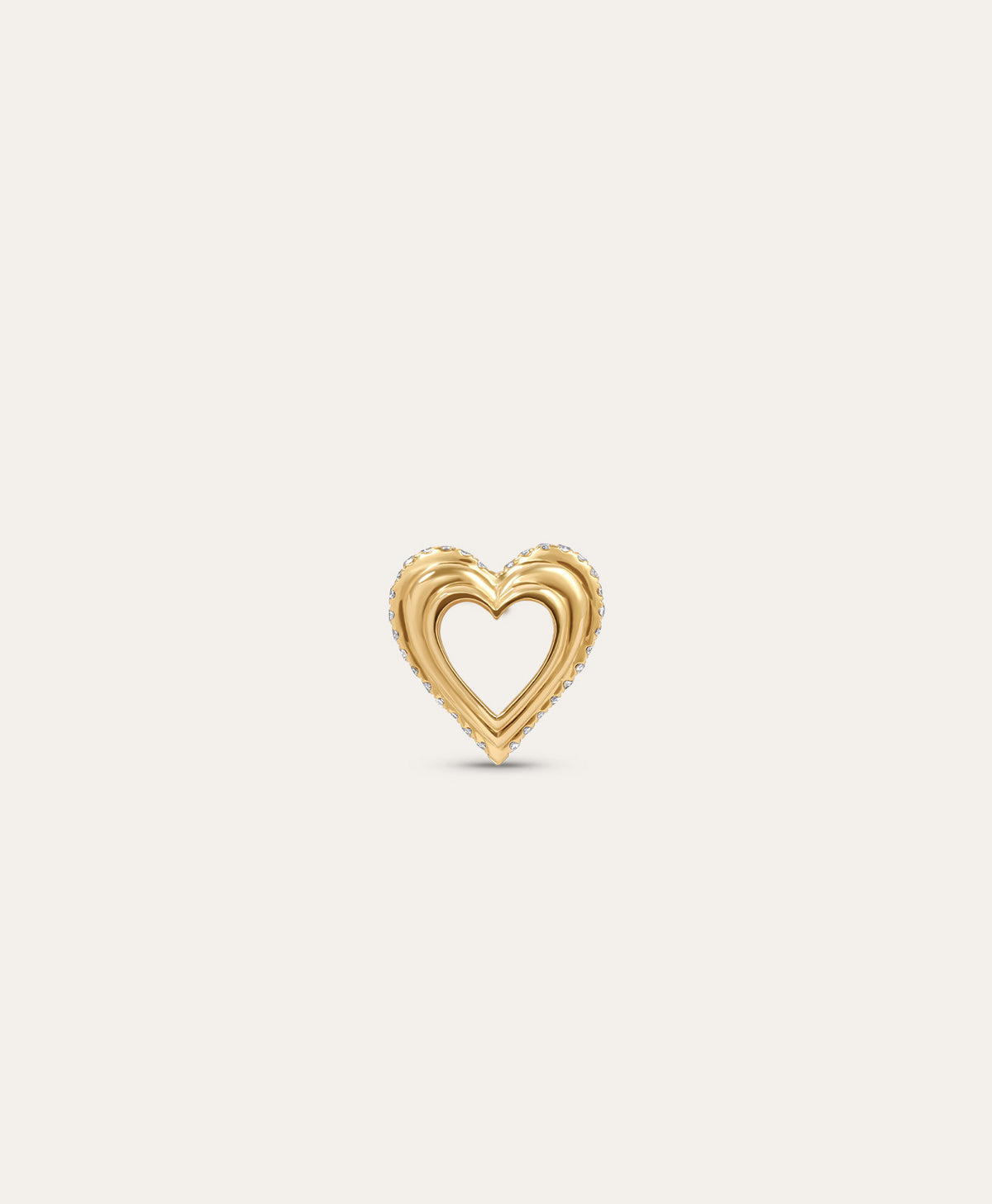 Pave Diamond Groovy Diamond Heart Big Bead