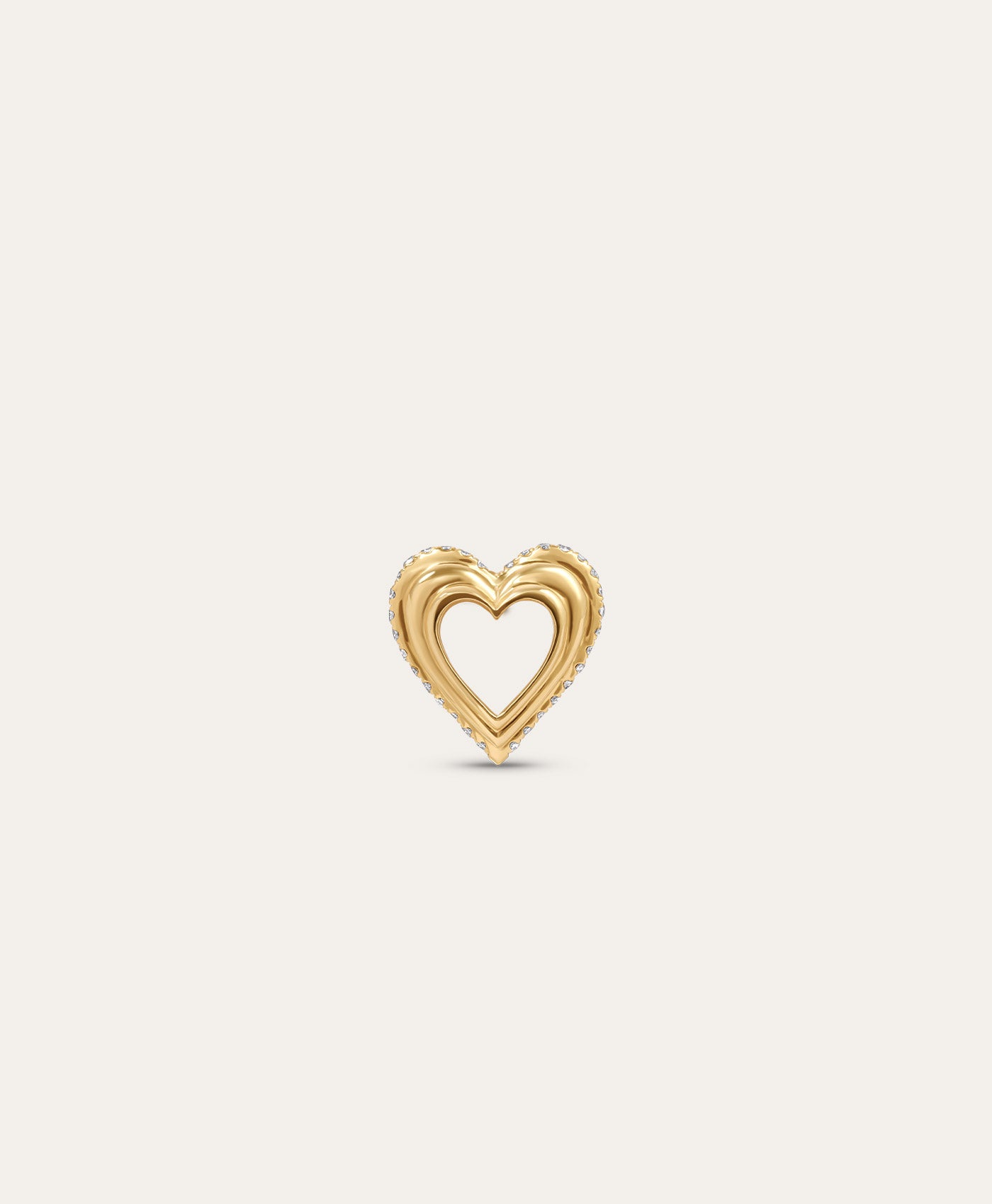 Pave Diamond Groovy Diamond Heart Big Bead