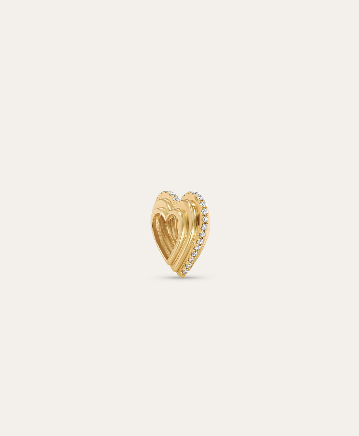 Pave Diamond Groovy Diamond Heart Big Bead