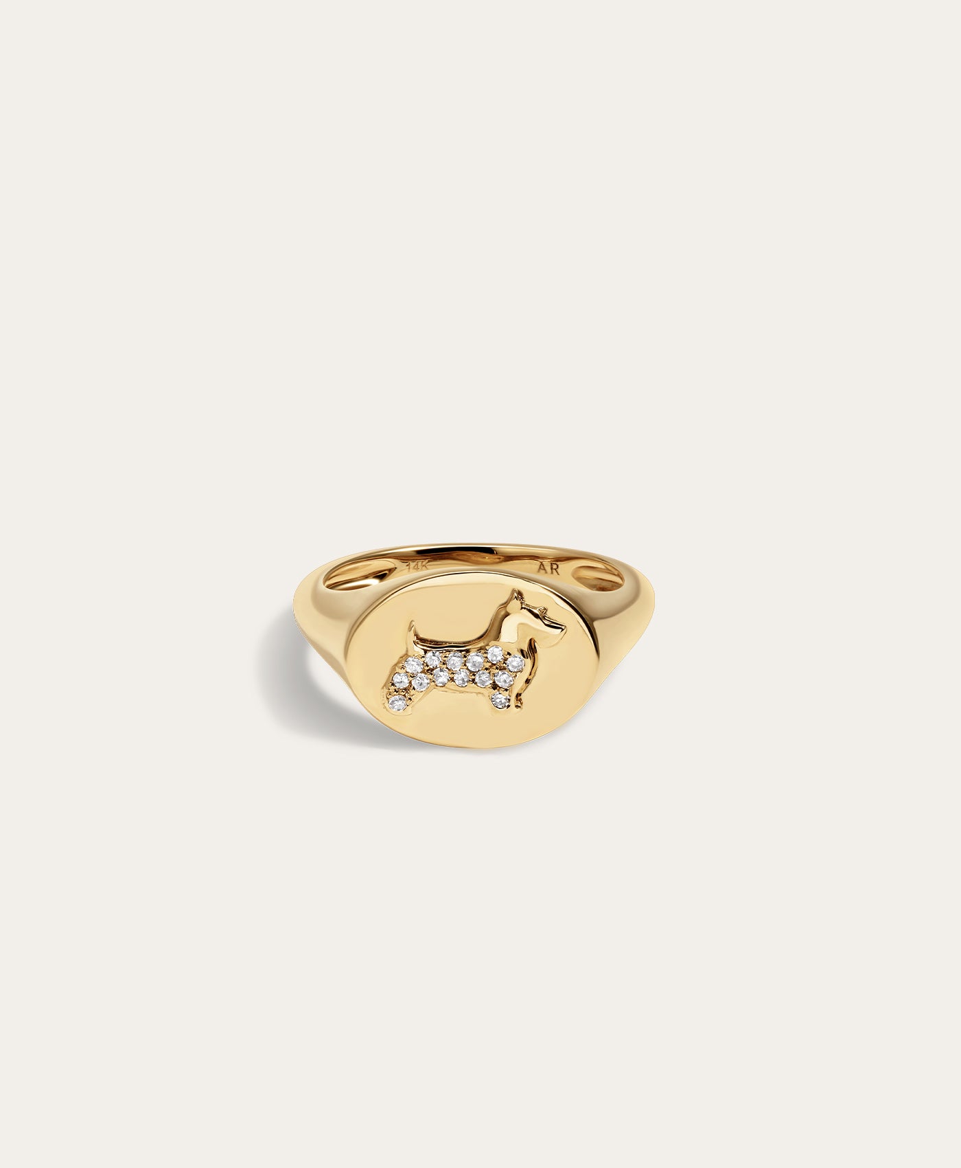 Pavé Diamond Scottish Terrier Signet Ring