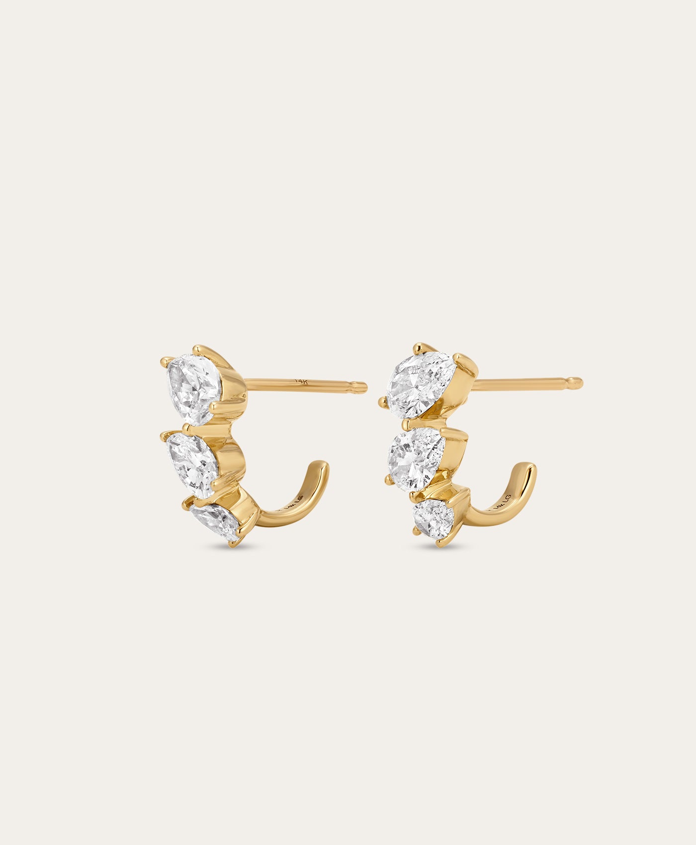 Pear Diamond J Hoops in 14k Gold | Adina Reyter