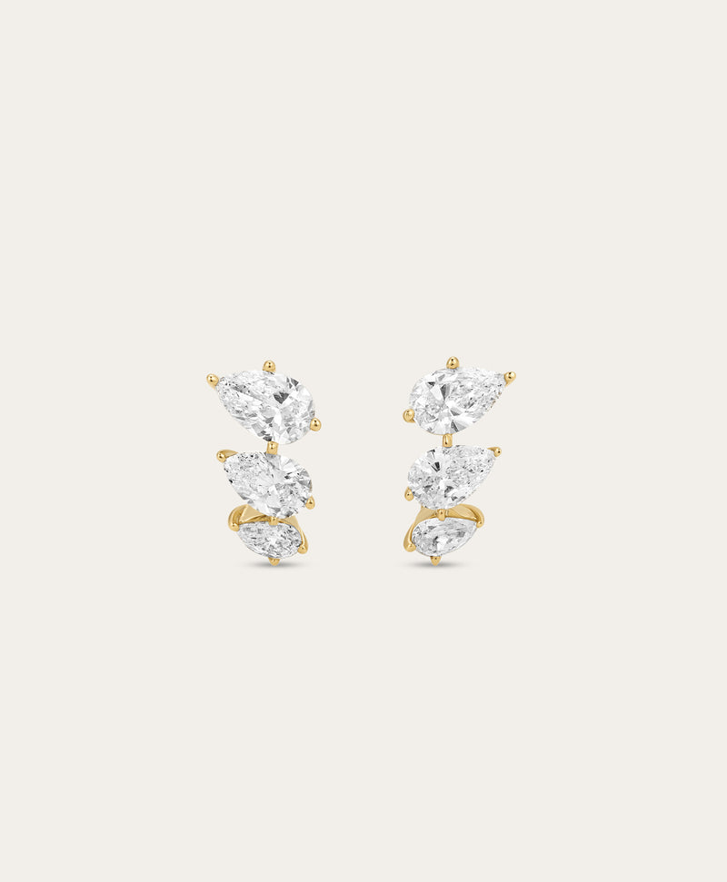 Pear Diamond J Hoops - Lab Grown