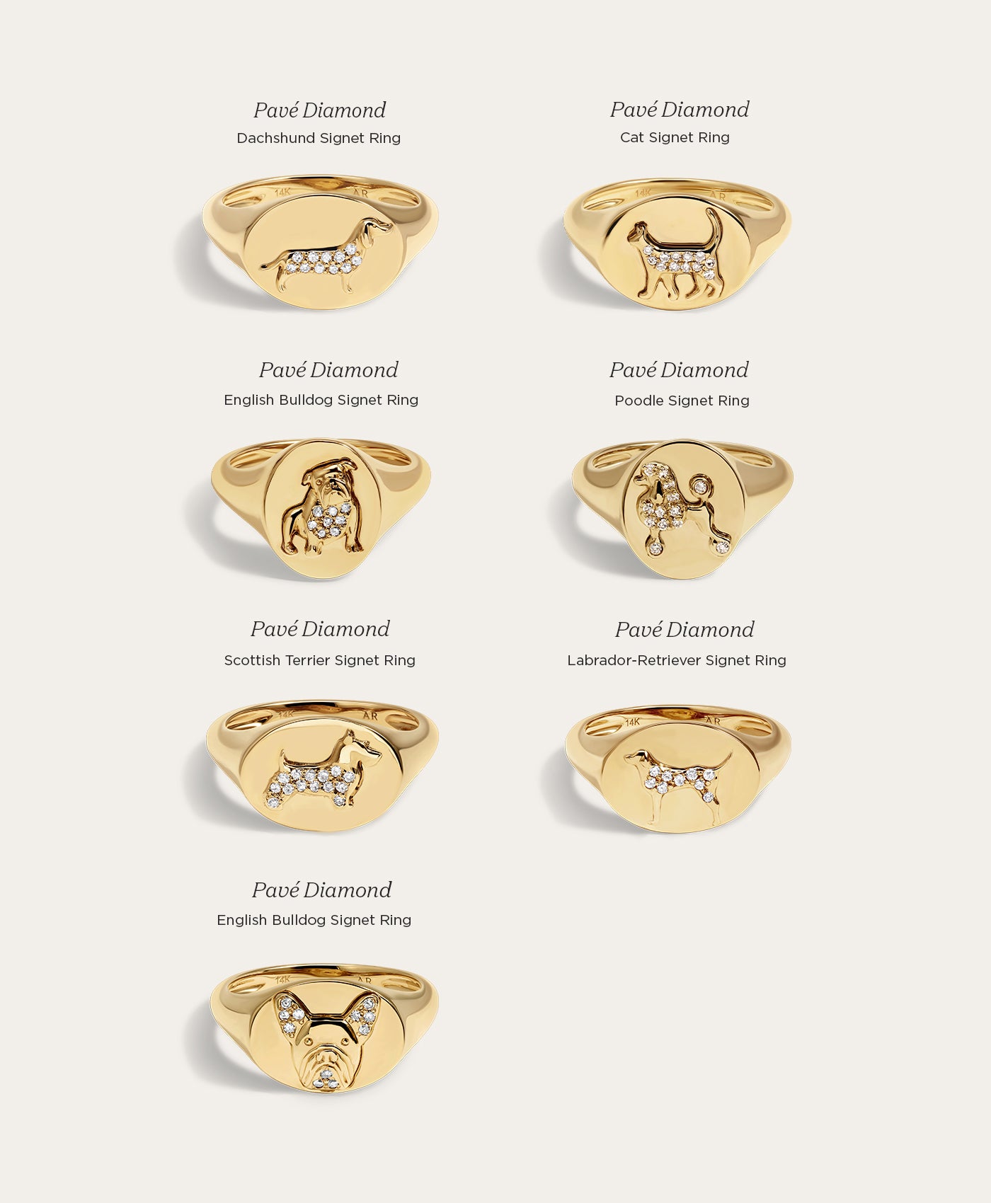 Pavé Diamond Scottish Terrier Signet Ring