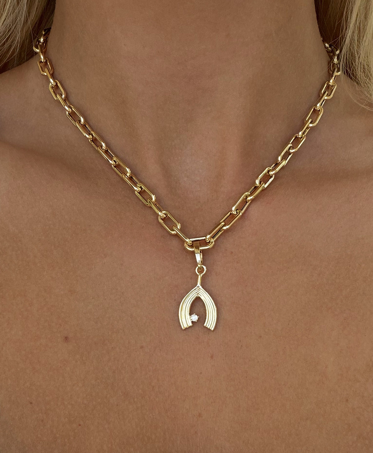 Groovy Large Diamond Wishbone Hinged Charm