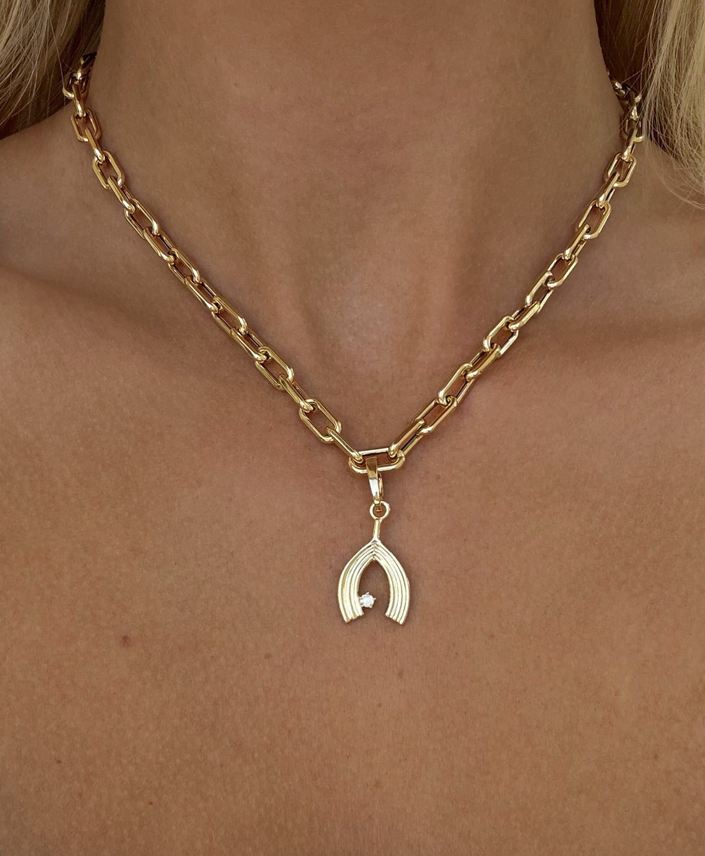 Groovy Large Diamond Wishbone Hinged Charm