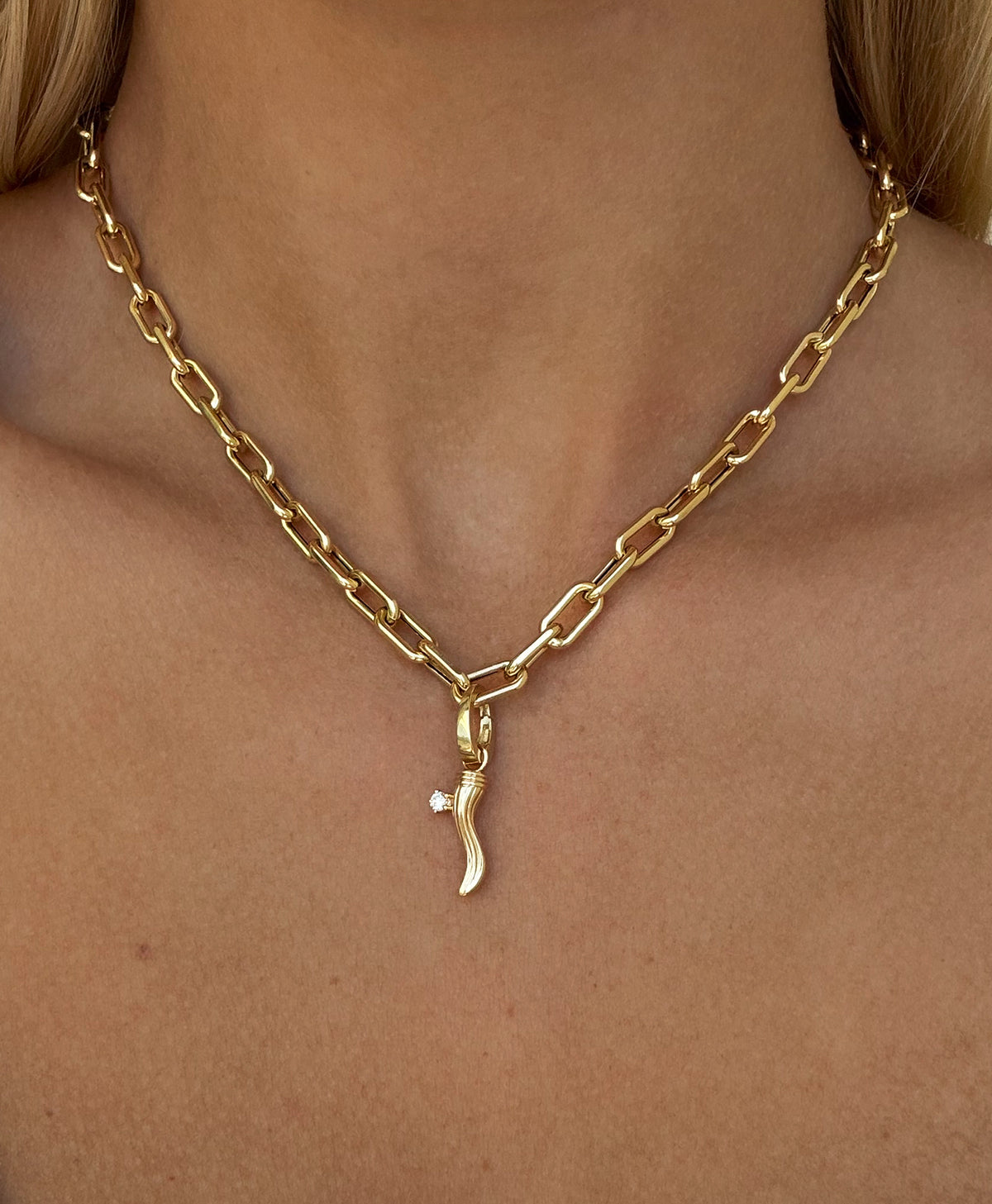 One of a Kind Groovy Diamond Cornicello Hinged Charm