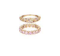 One of a Kind Pink Sapphire + Gemstone Rainbow Fish Ring Set