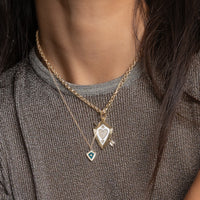 Ceramic + Pavé Heart + Arrow Shield Hinged Charm