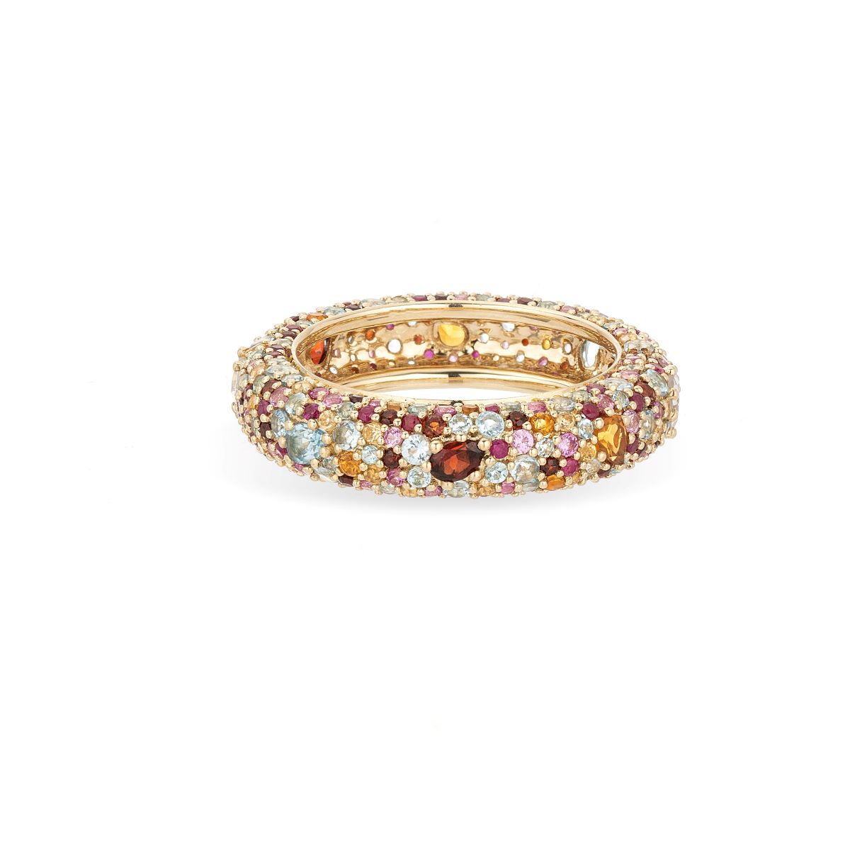Crown Jewels Gemstone Eternity Tube Ring