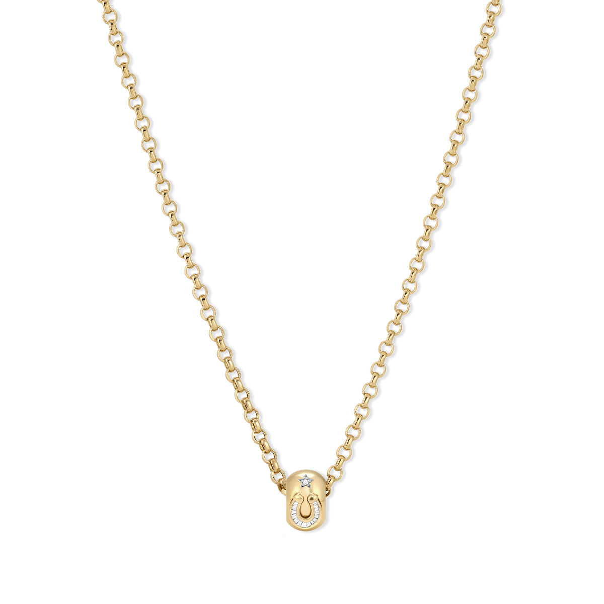 Baguette Lucky Horseshoe Big Bead Necklace