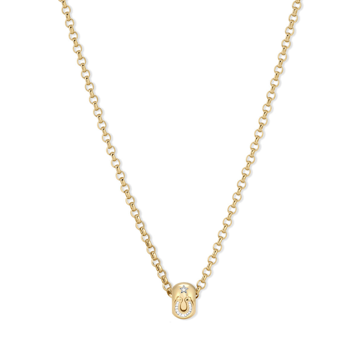 Baguette Lucky Horseshoe Big Bead Necklace