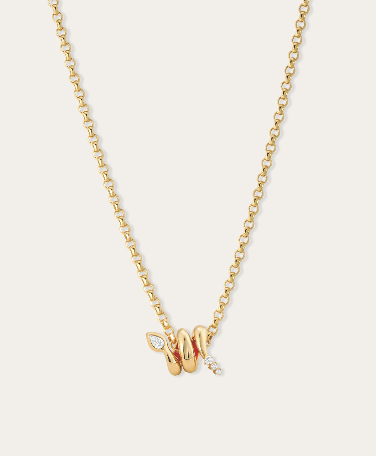 Diamond Snake Wrap Big Bead Necklace - Lab Grown