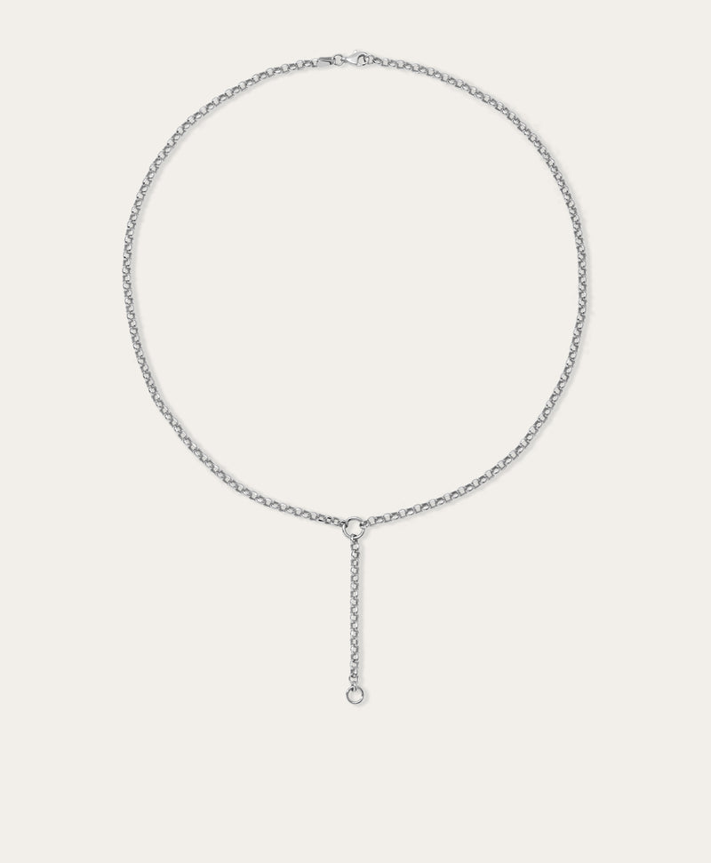 Rolo Chain Lariat Necklace in Sterling Silver