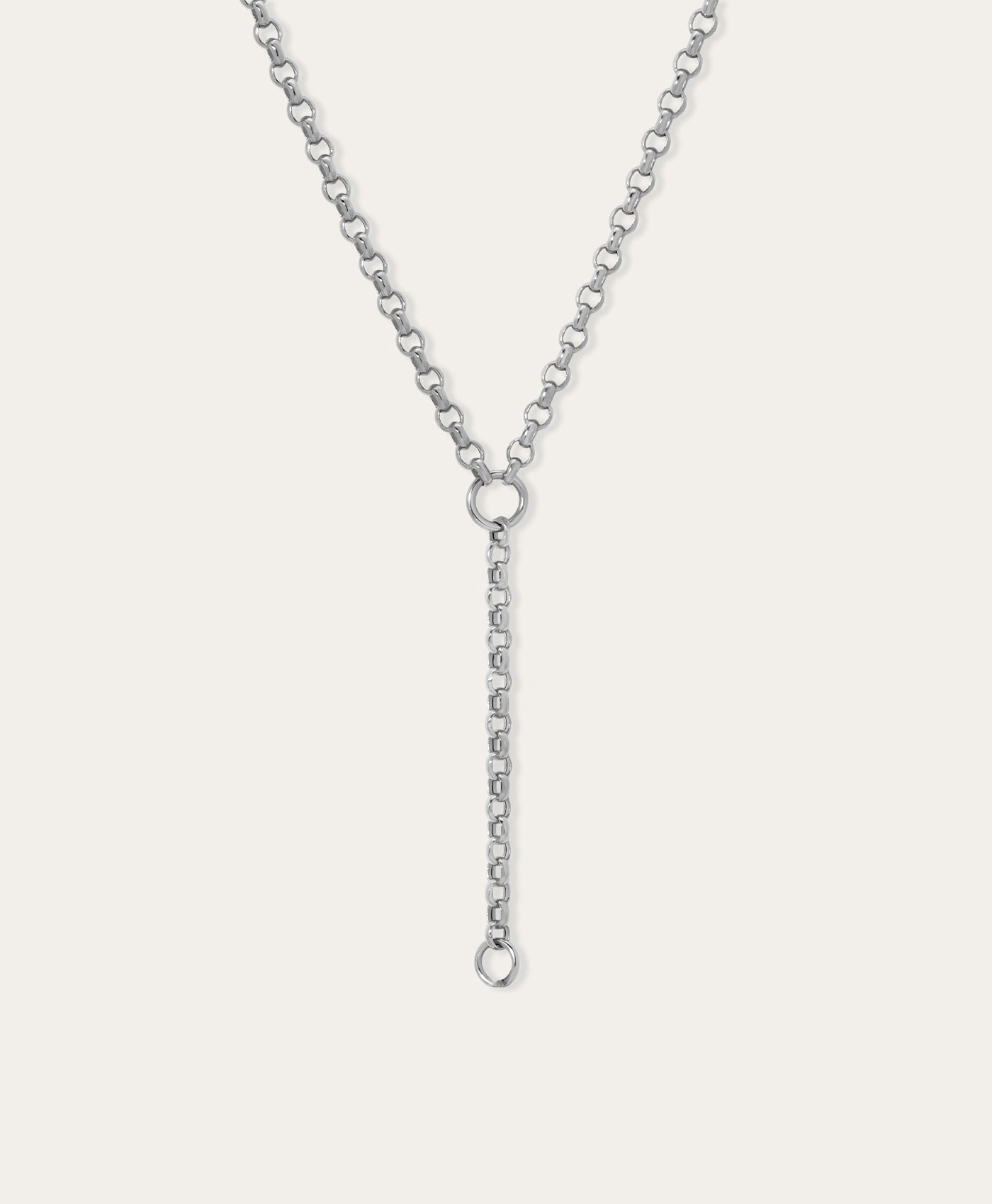 Rolo Chain Lariat Necklace in Sterling Silver