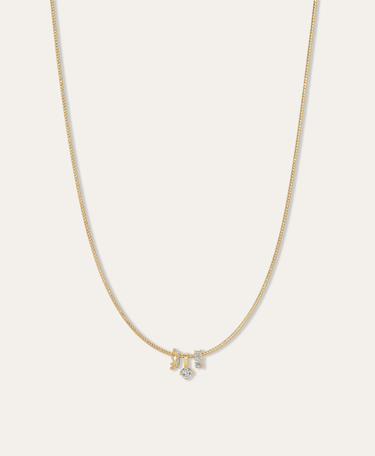 Royal Diamond Trio Mini Bead Collar Necklace