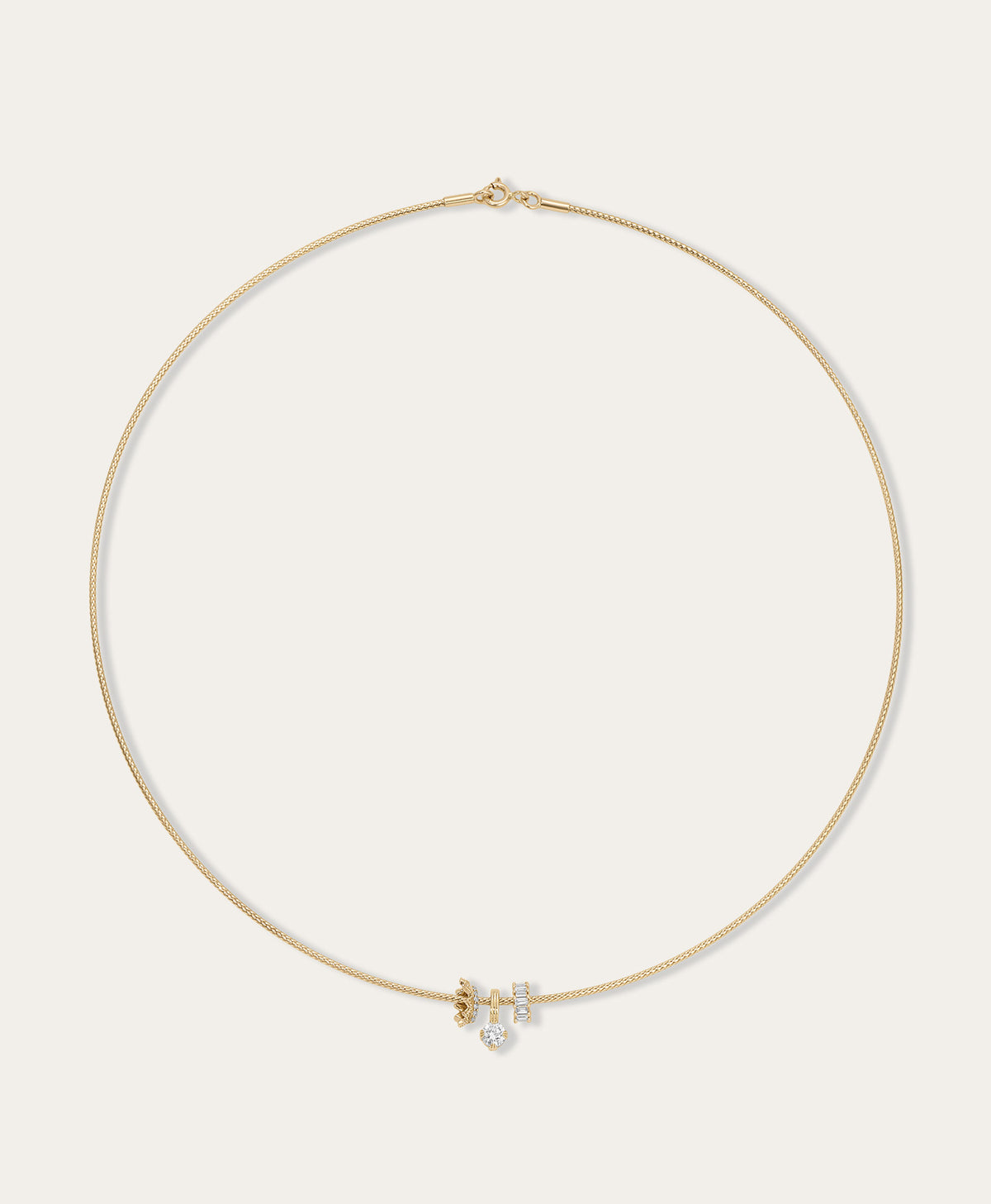 Royal Diamond Trio Mini Bead Collar Necklace