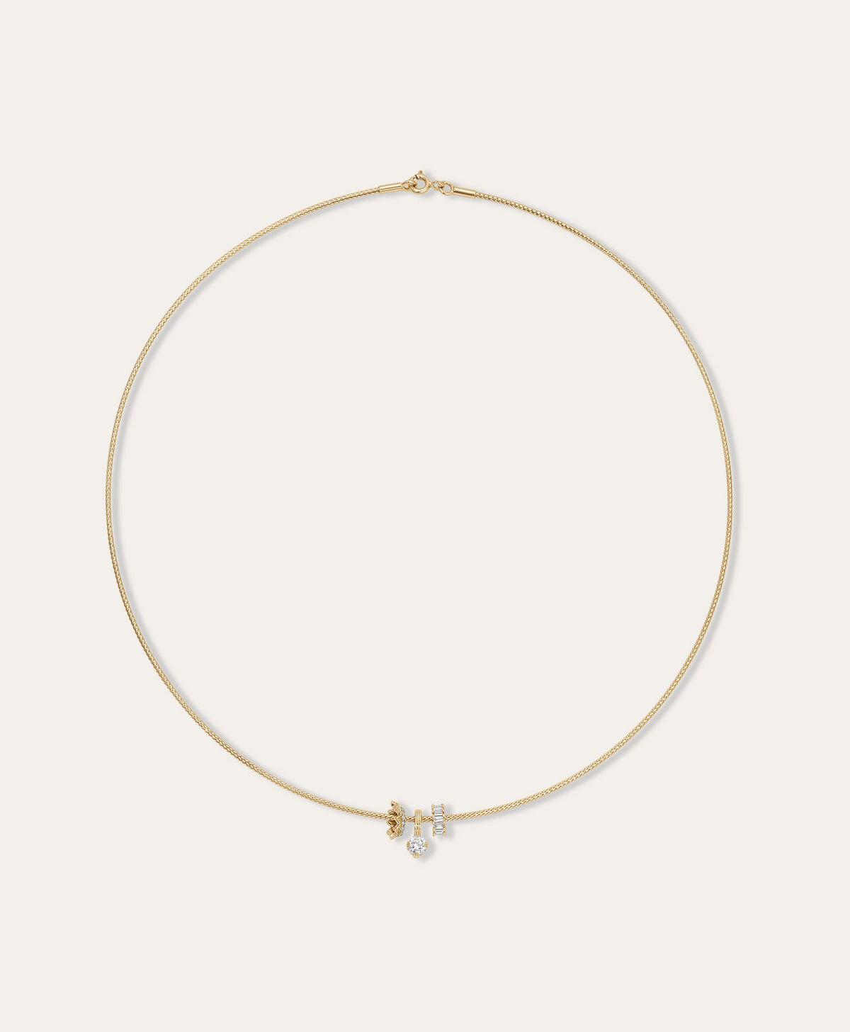 Royal Diamond Trio Mini Bead Collar Necklace