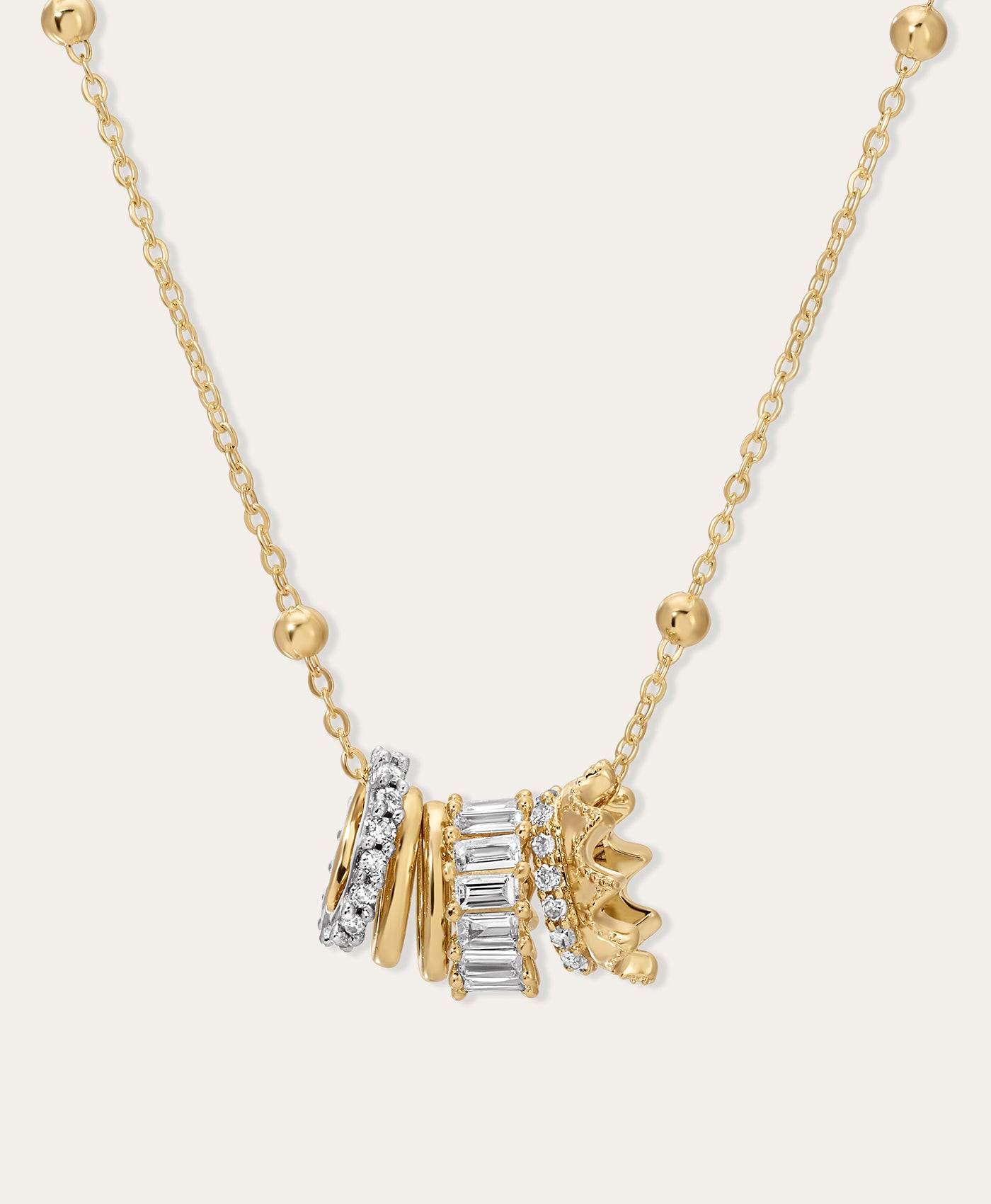 Gold Mini Bead Necklace on Saturn Chain – Royal Rager by Adina Reyter
