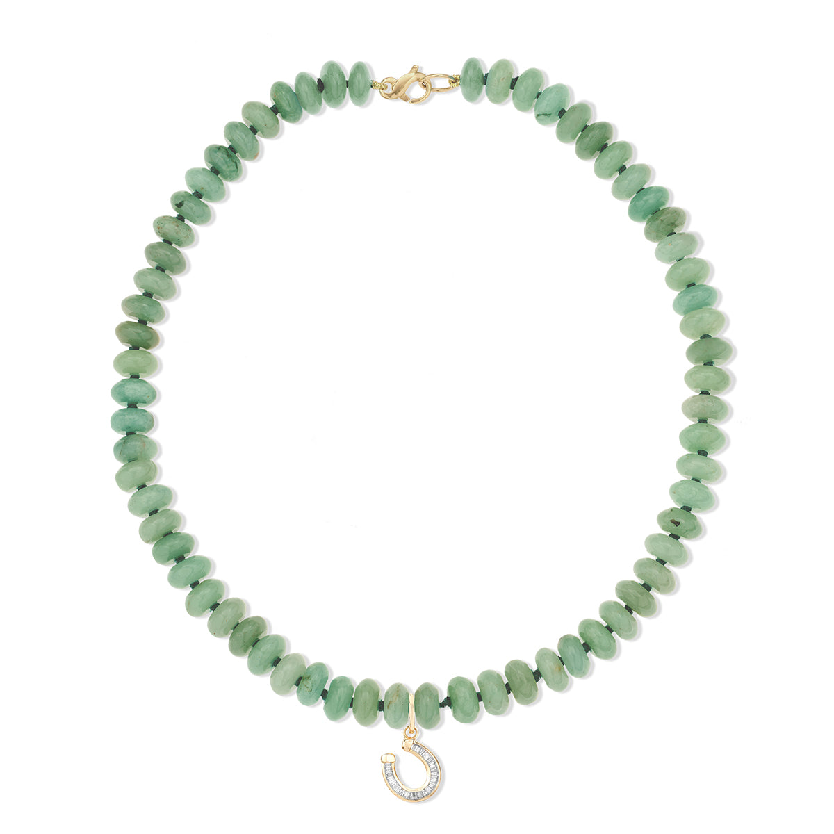 Sage Green Gemstone Baguette Horseshoe Necklace