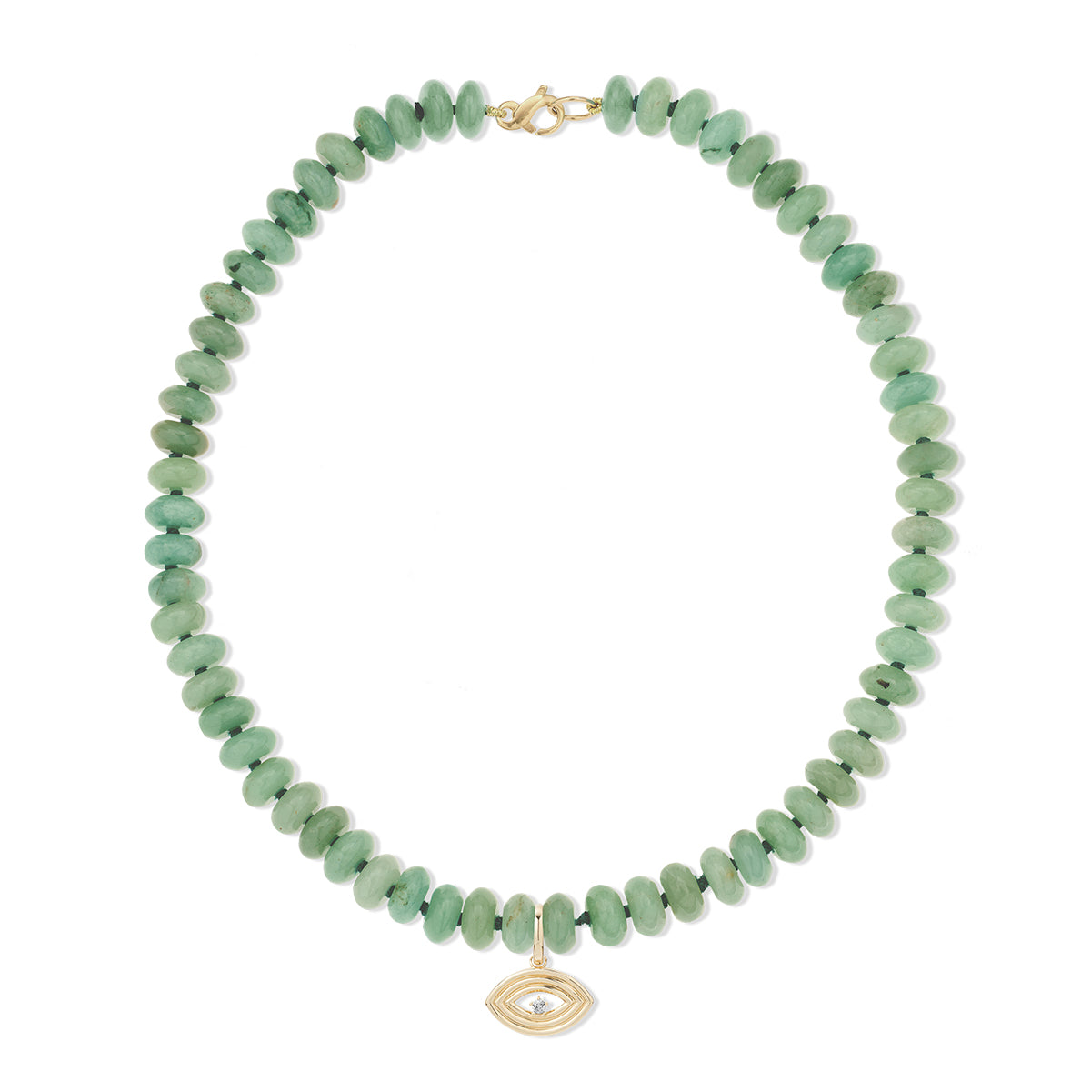 Sage Green Gemstone Groovy Evil Eye Necklace