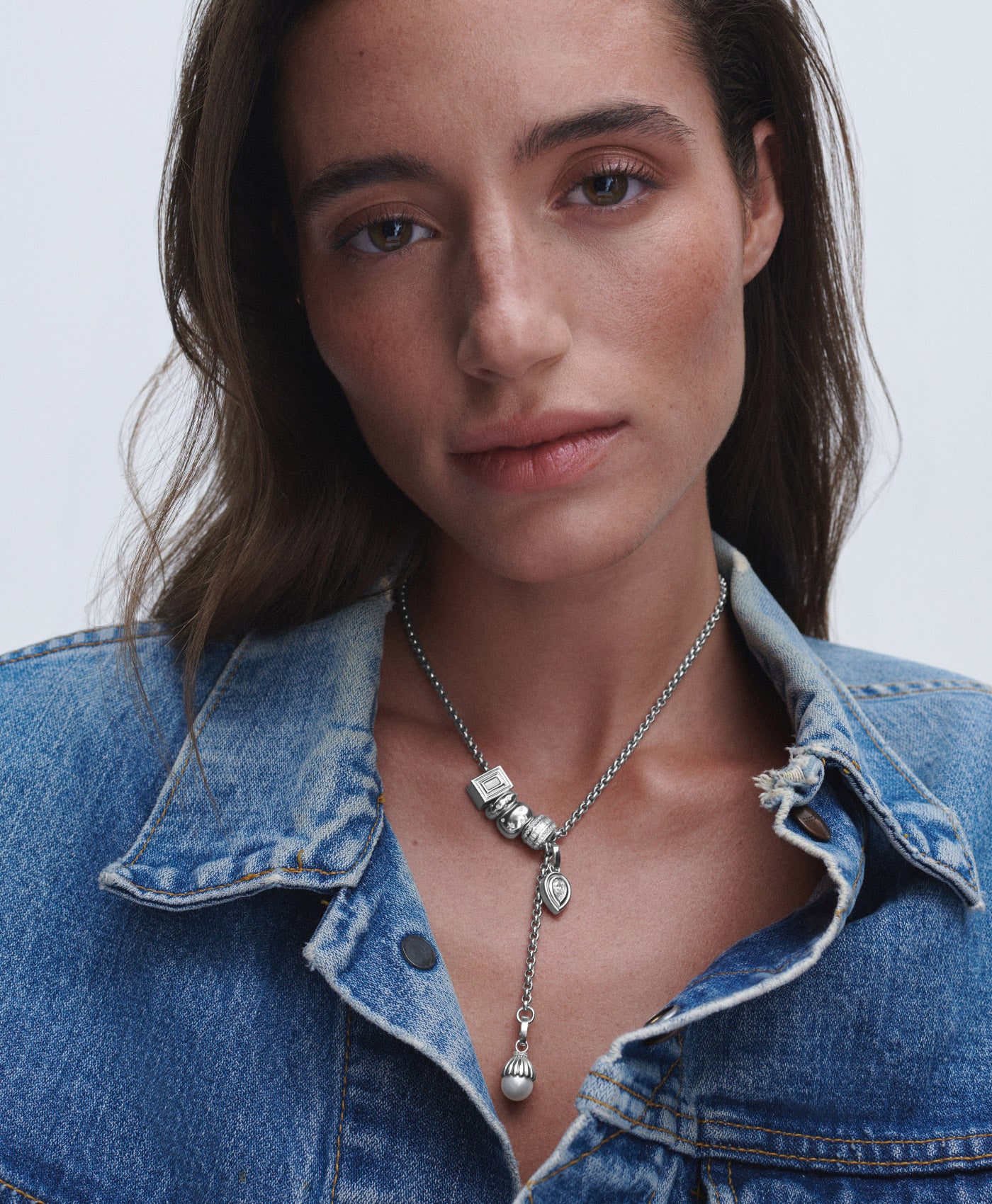 Rolo Chain Lariat Necklace in Sterling Silver | Adina Reyter