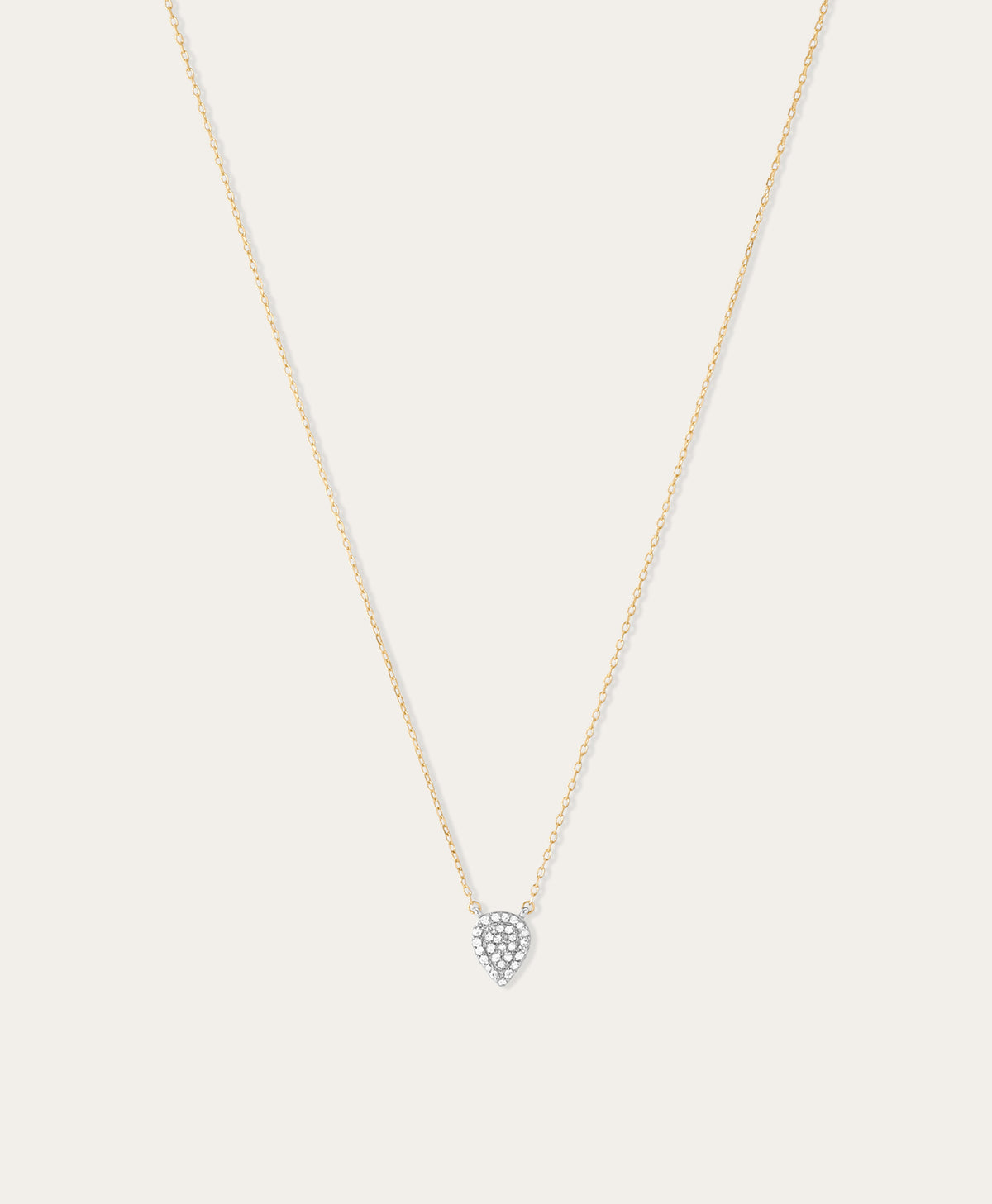 Solid Pavé Teardrop Necklace